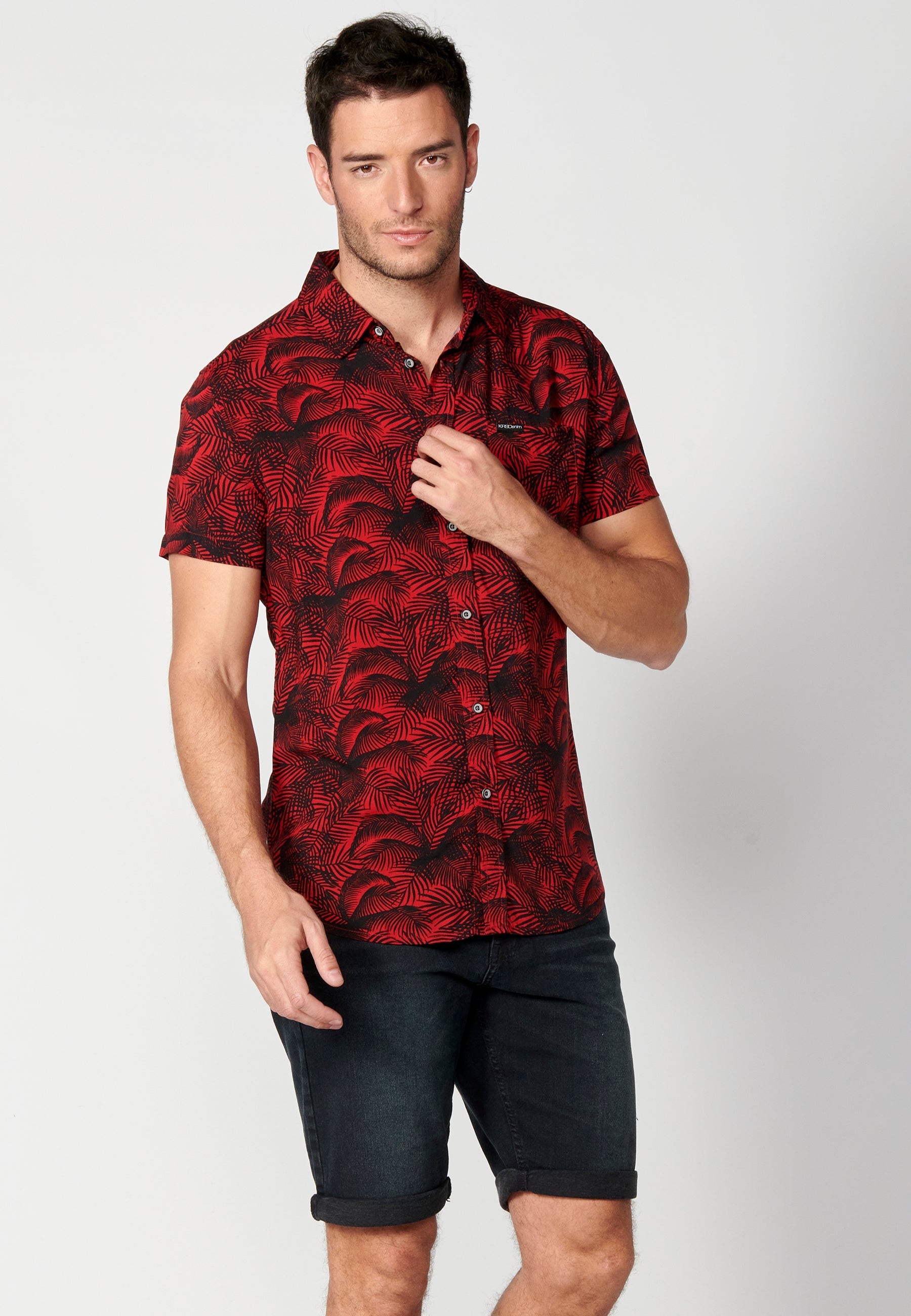 Camisa Hombre Manga Corta Estampado Degradado Viscosa – Koroshi 2311CC36