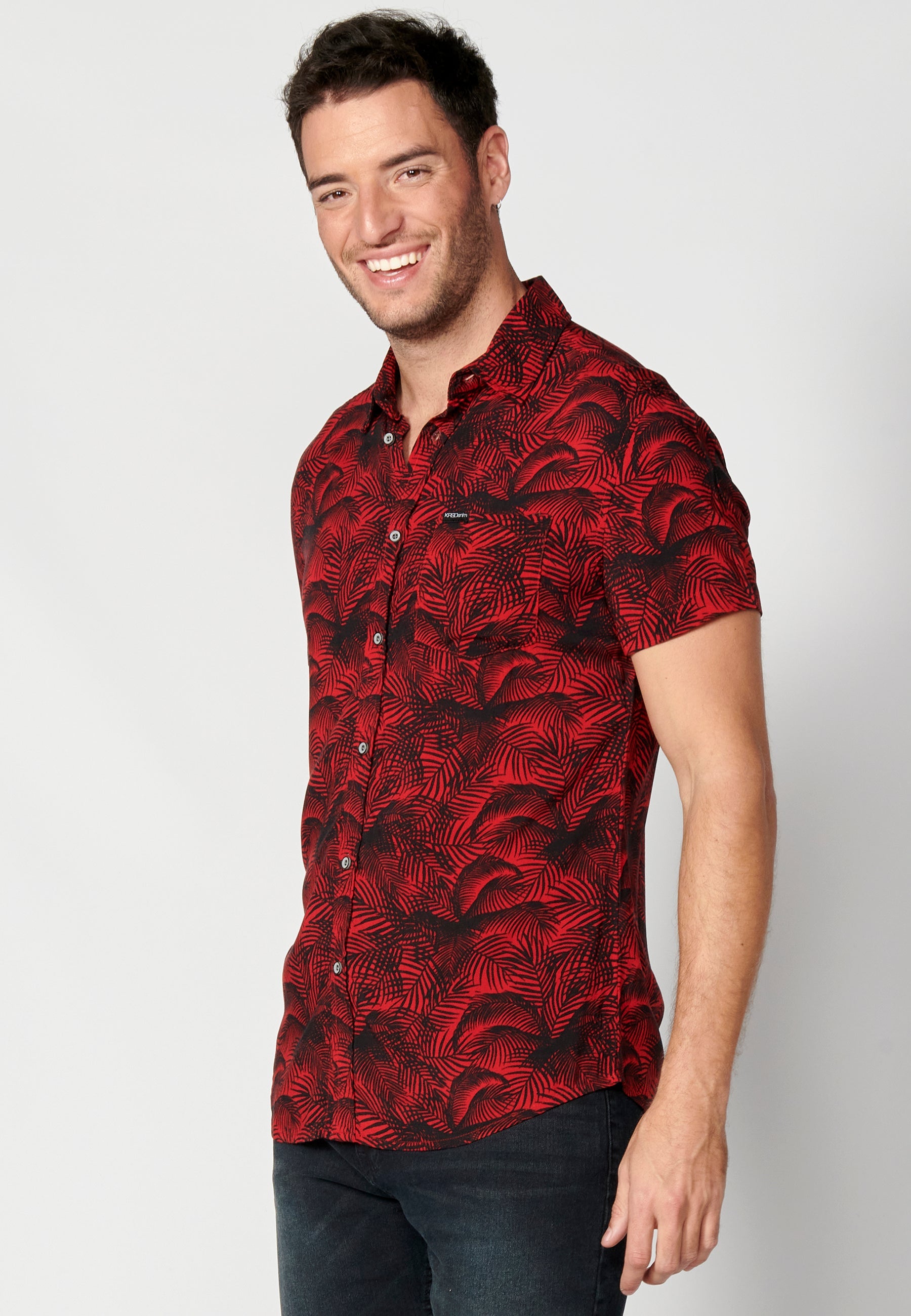 Camisa Hombre Manga Corta Estampado Degradado Viscosa – Koroshi 2311CC36