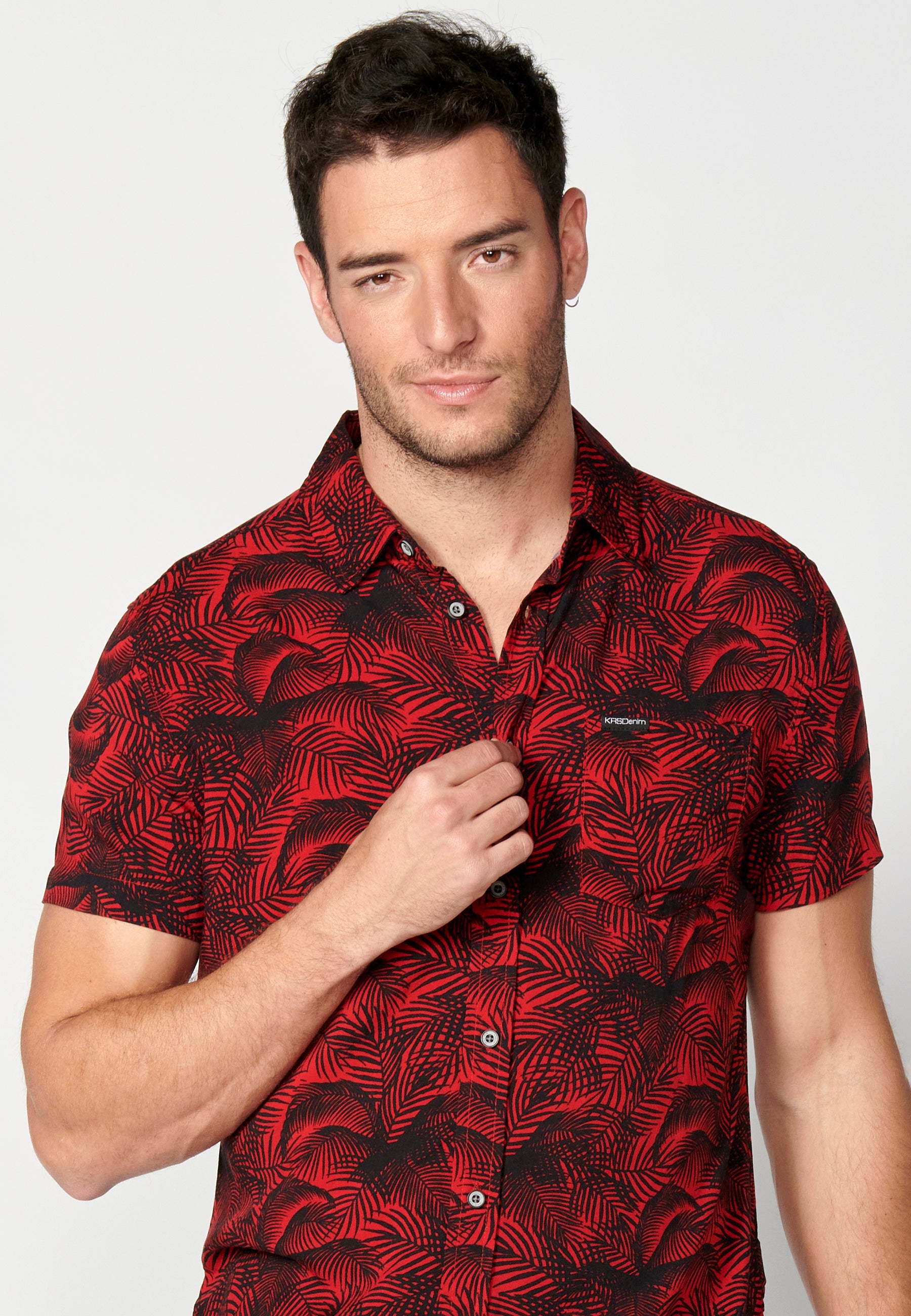 Camisa Hombre Manga Corta Estampado Degradado Viscosa – Koroshi 2311CC36