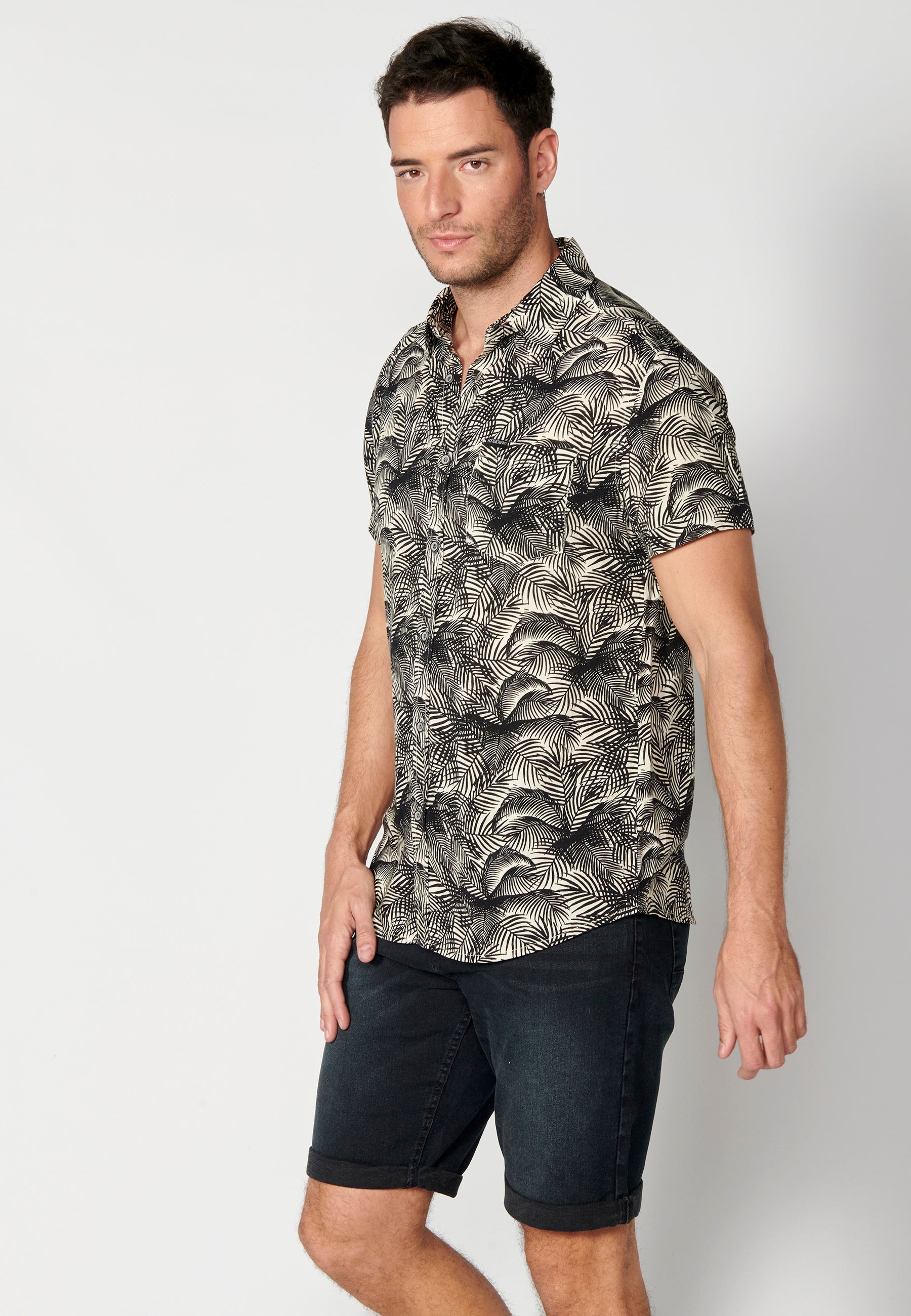 Camisa Hombre Manga Corta Estampado Degradado Viscosa – Koroshi 2311CC36