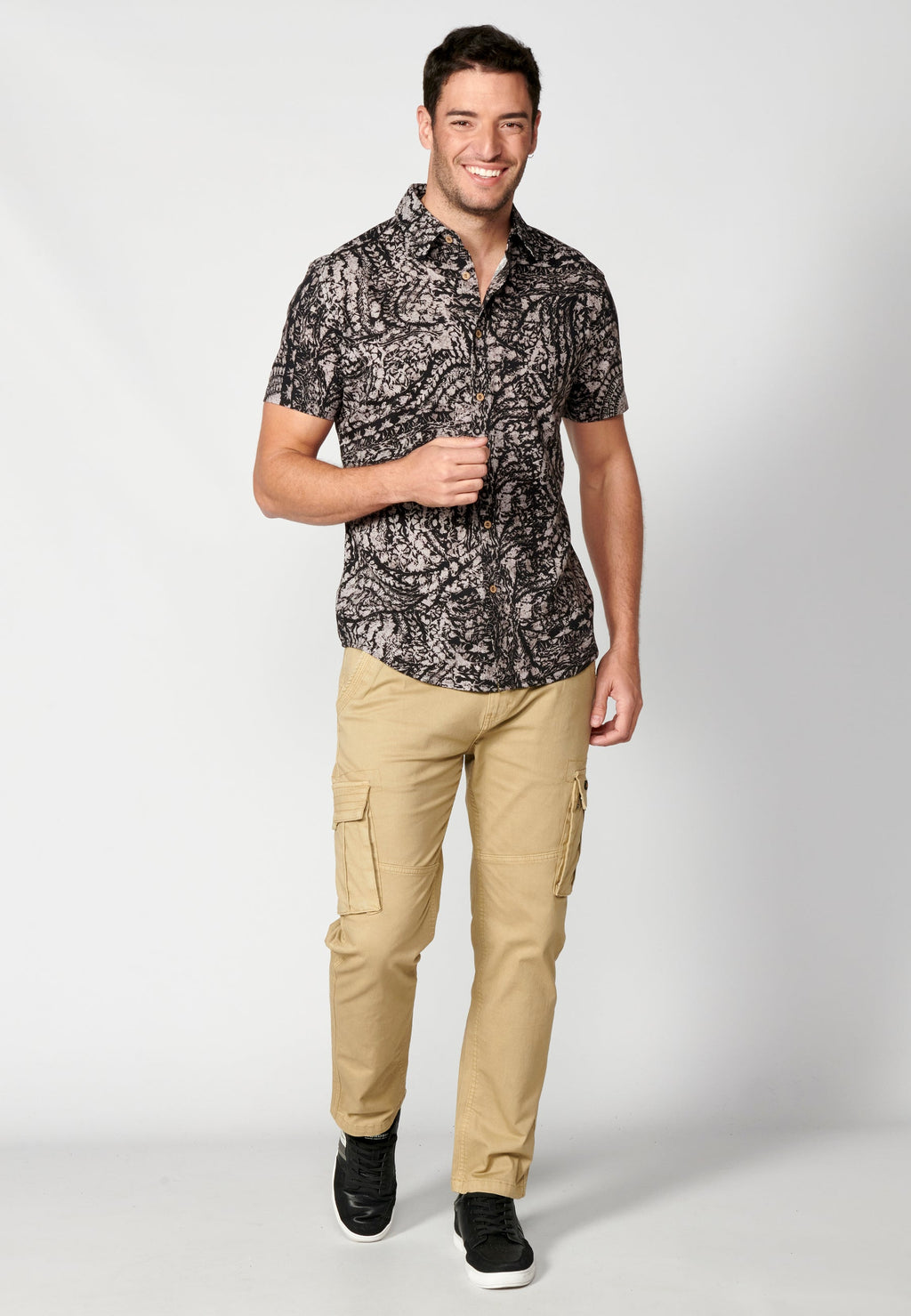 Camisa Hombre Manga Corta Estampado Palmeras Algodón Viscosa – Koroshi 2311CC39