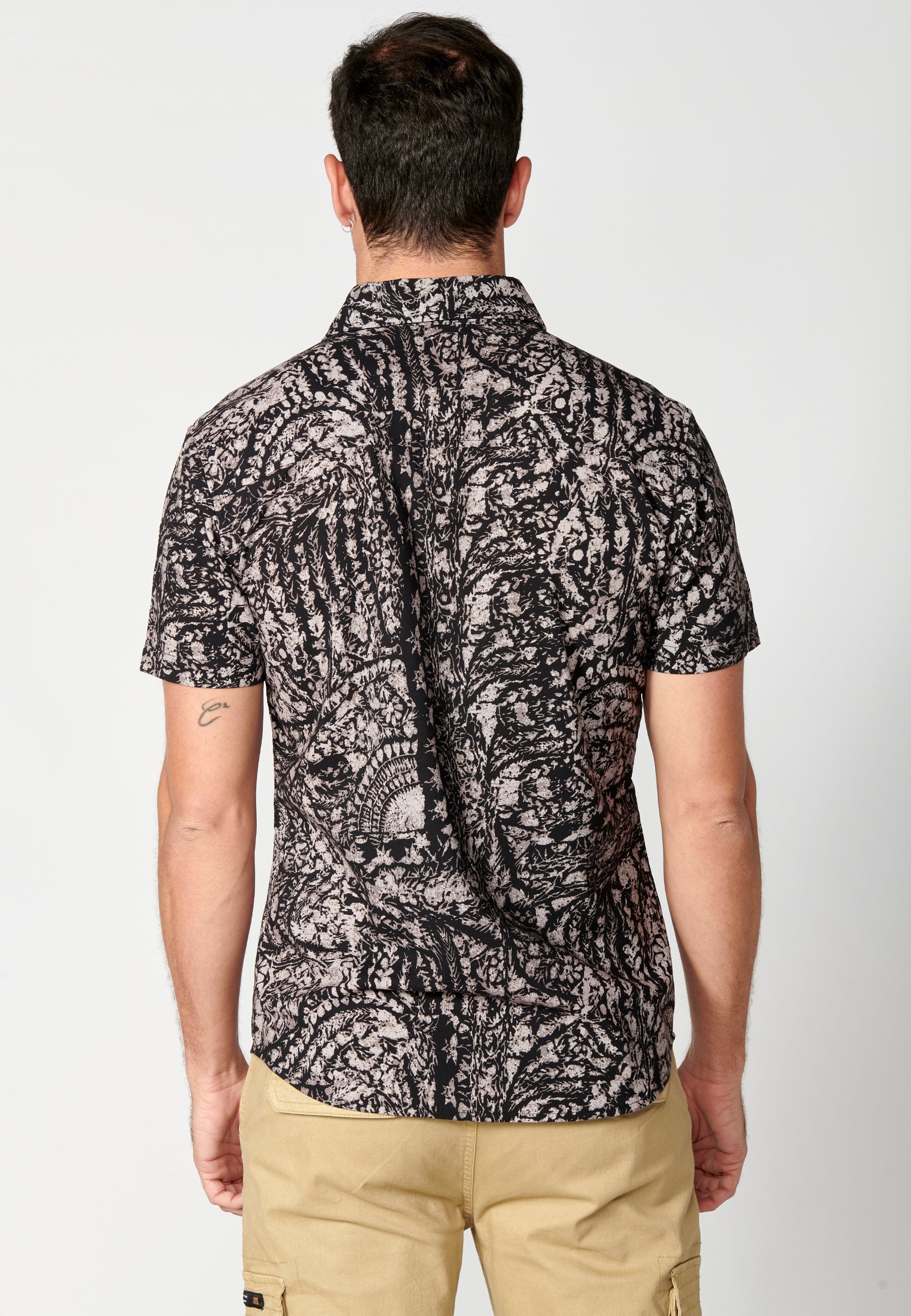 Camisa Hombre Manga Corta Estampado Palmeras Algodón Viscosa – Koroshi 2311CC39