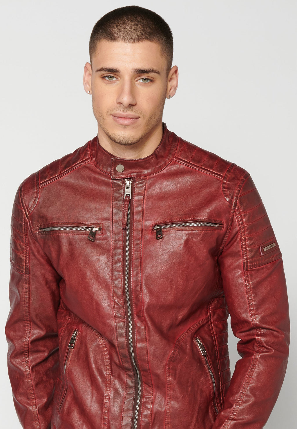 Chaqueta Cuero Sintético Cuello Mao Hombre – Koroshi 2311JA03