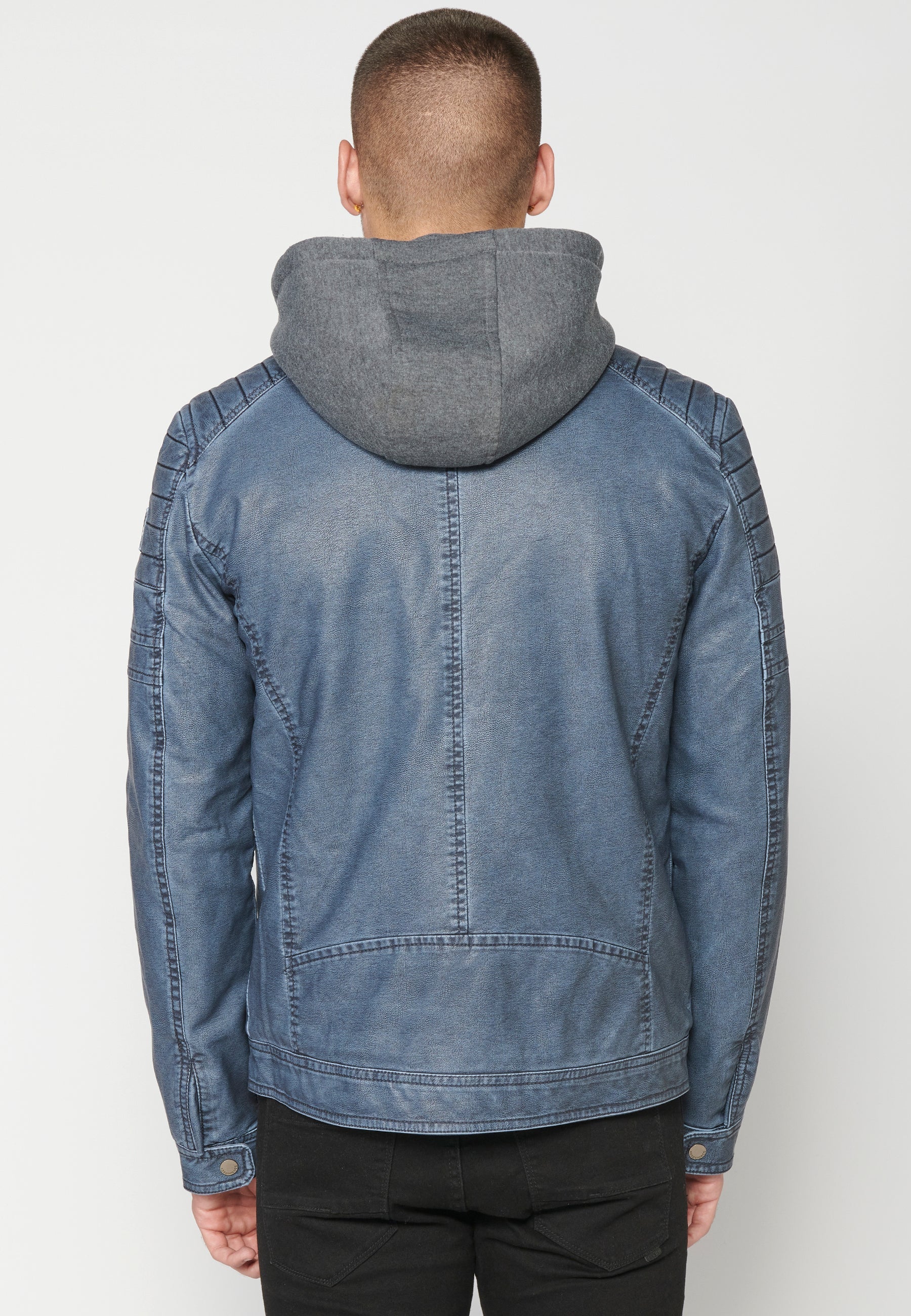 Chaqueta Cuero Sintético con Capucha Hombre – Koroshi 2311JA05