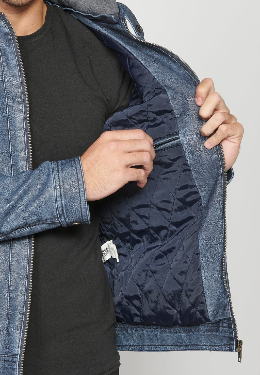 Chaqueta Cuero Sintético con Capucha Hombre – Koroshi 2311JA05