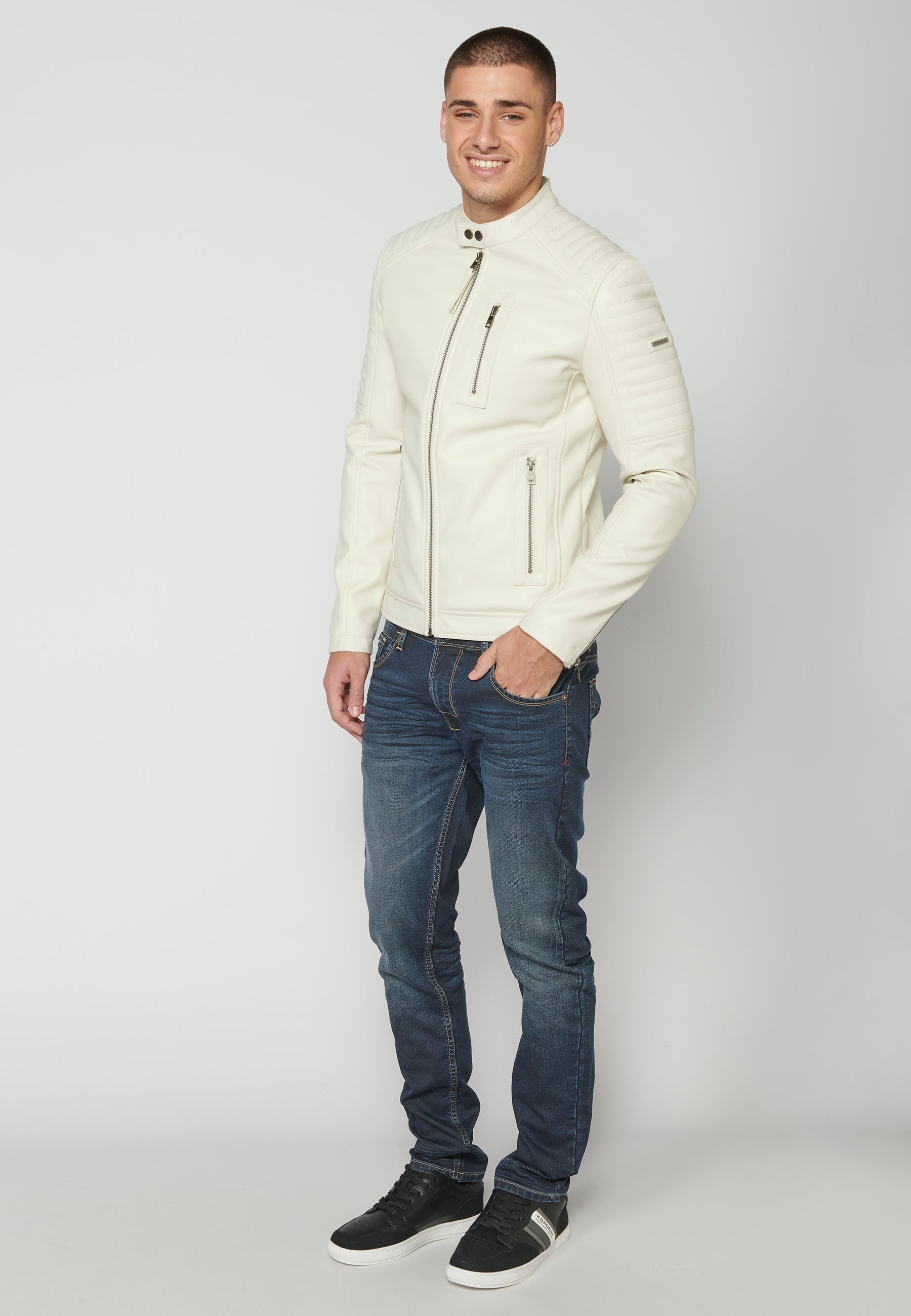 Chaqueta Biker Cuero Sintético Hombre – Koroshi 2311JA08