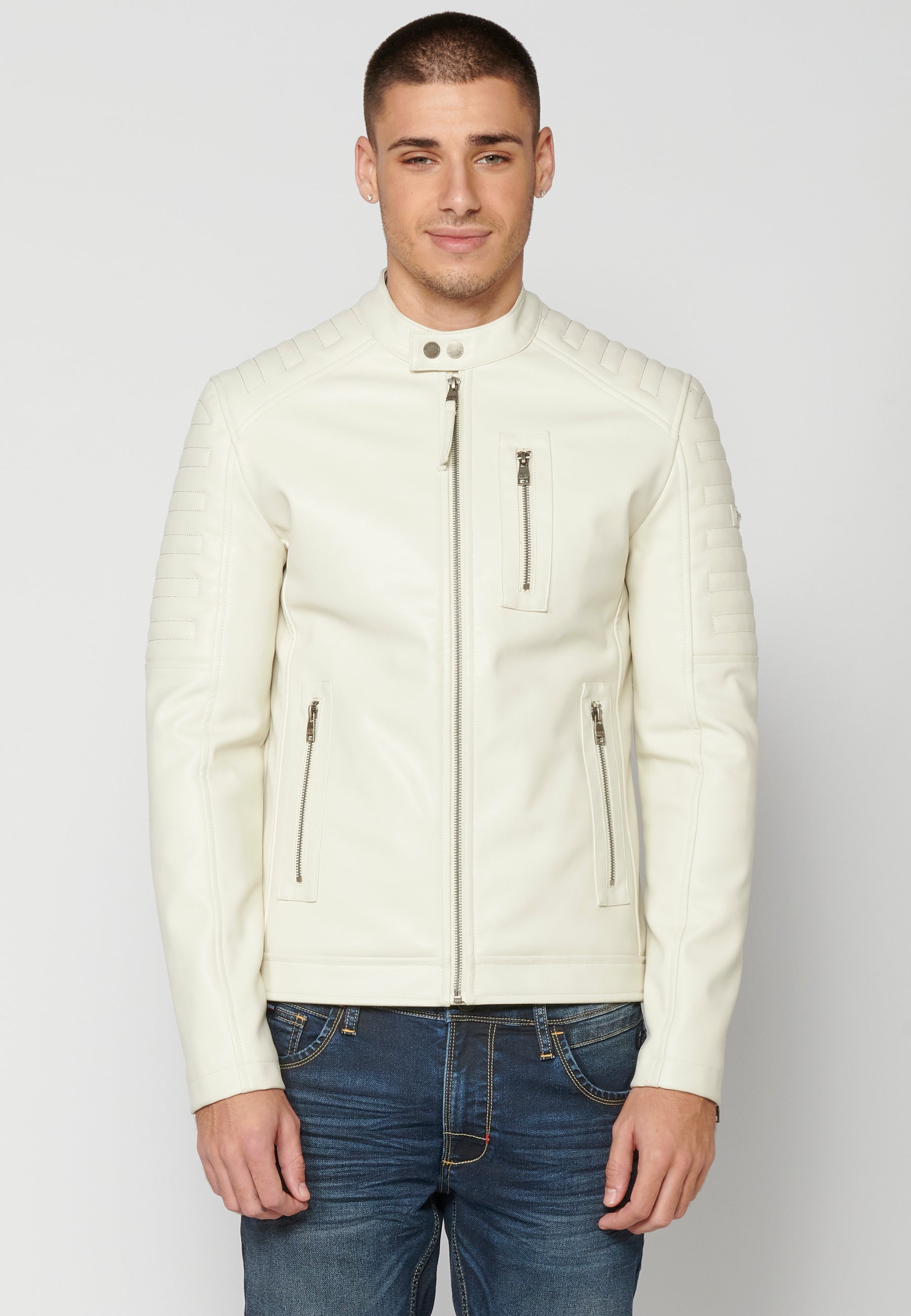 Chaqueta Biker Cuero Sintético Hombre – Koroshi 2311JA08