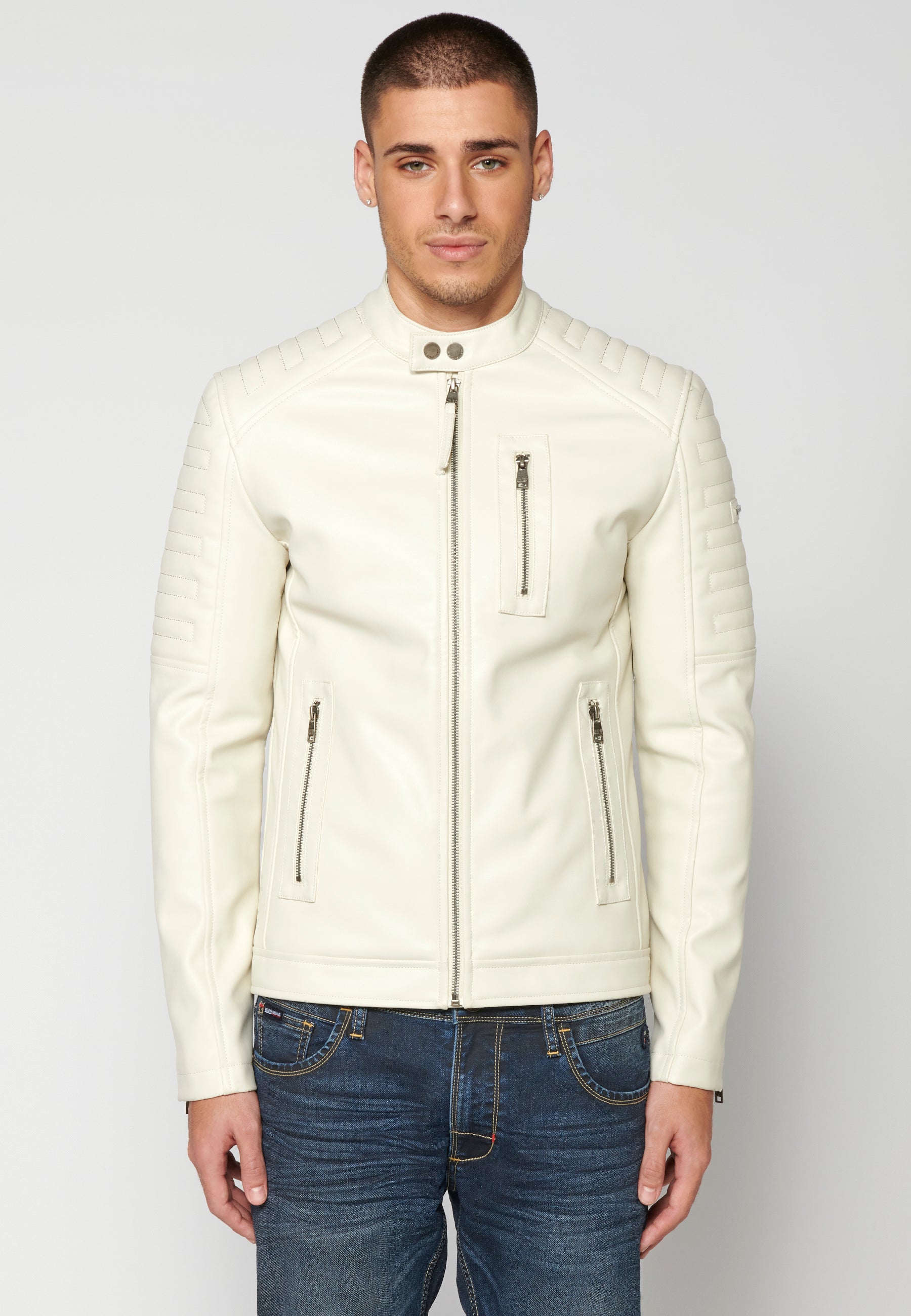 Chaqueta Biker Cuero Sintético Hombre – Koroshi 2311JA08