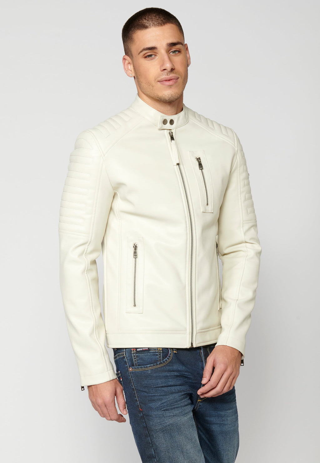 Chaqueta Biker Cuero Sintético Hombre – Koroshi 2311JA08