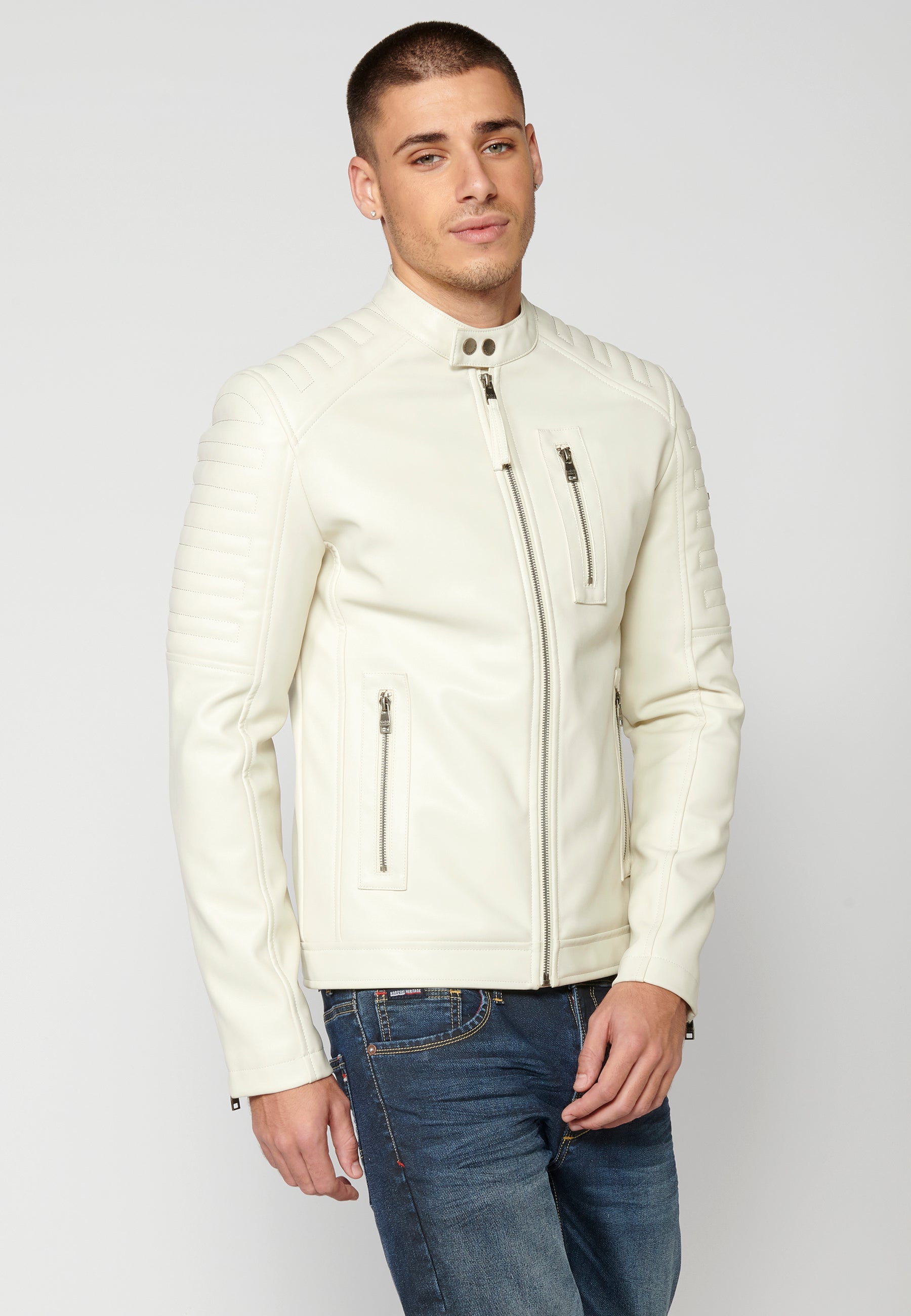 Chaqueta Biker Cuero Sintético Hombre – Koroshi 2311JA08