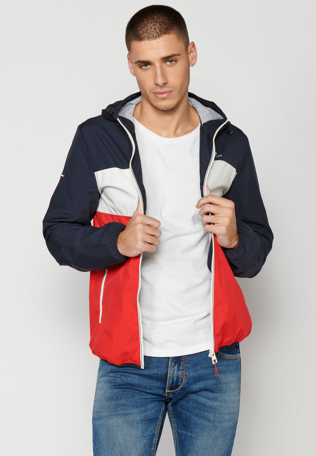 Chaqueta Cortavientos Capucha Hombre – Koroshi Azul Marino
