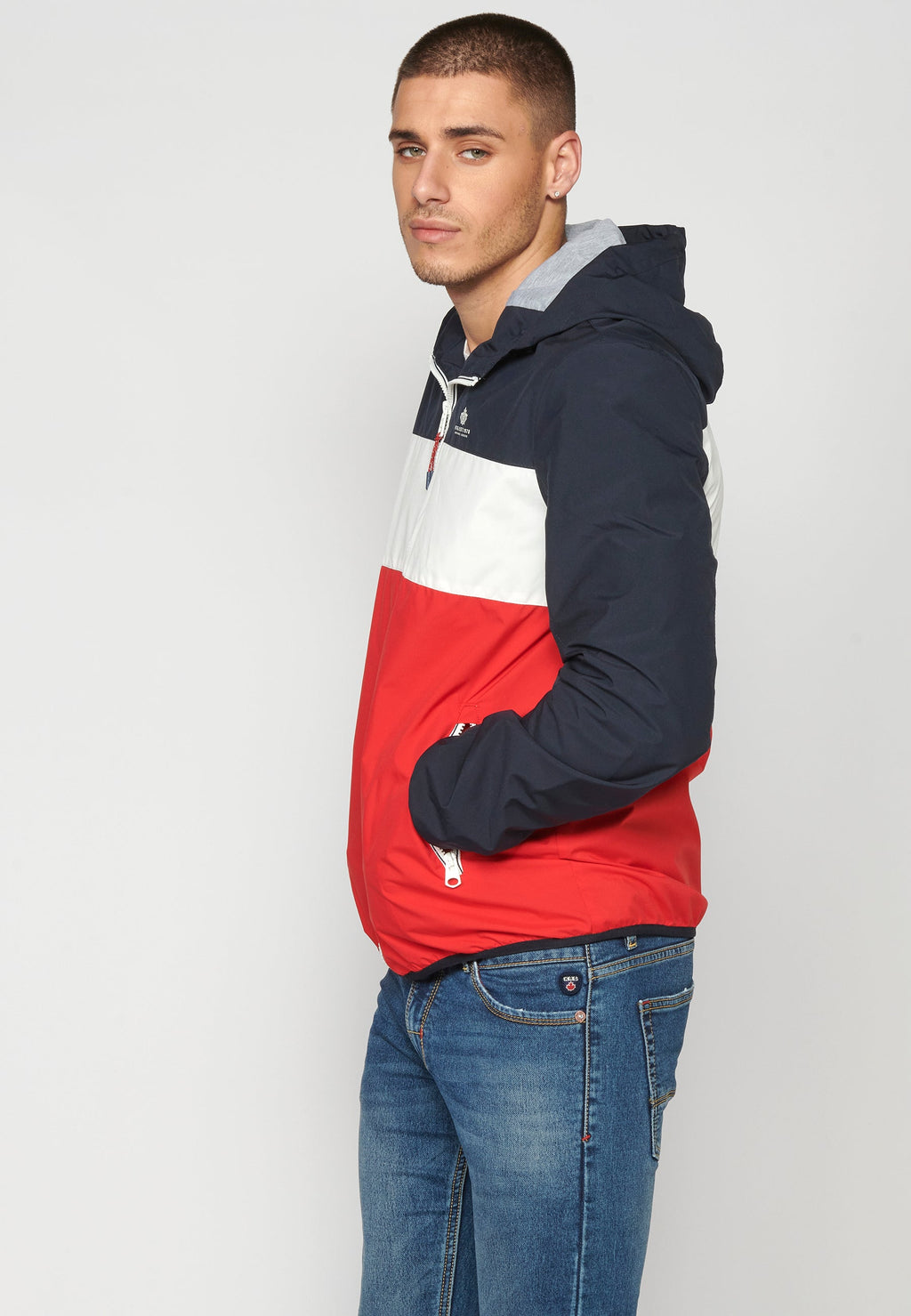 Chaqueta Cortavientos Capucha Hombre – Koroshi Azul Marino