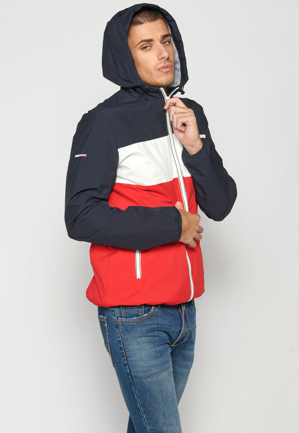 Chaqueta Cortavientos Capucha Hombre – Koroshi Azul Marino