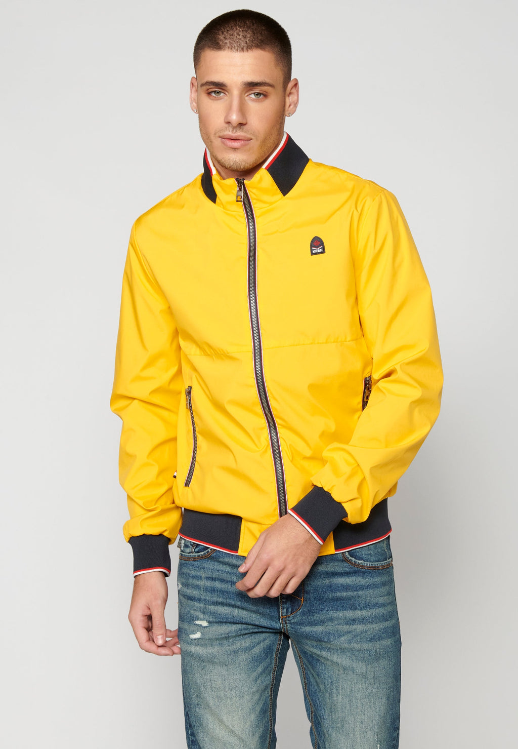 Chaqueta Bomber Hombre Cuello Rib y Cremallera – Koroshi 2311JA16