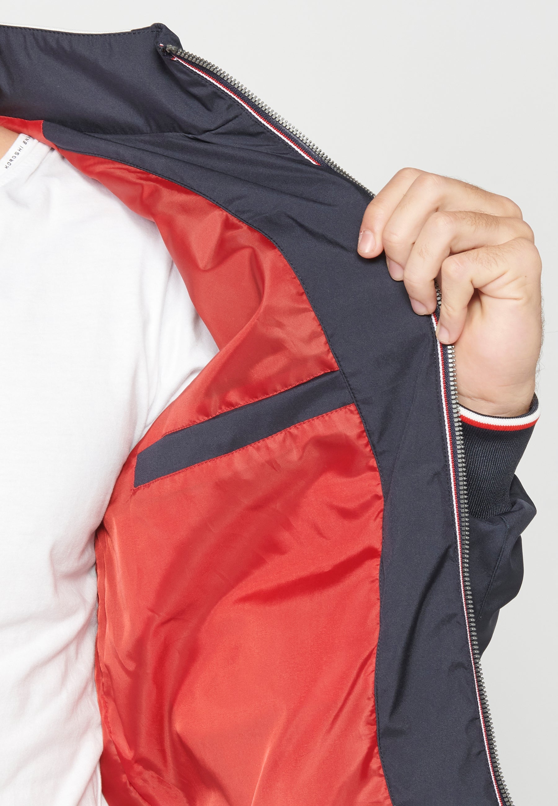 Chaqueta Bomber Hombre Cuello Rib y Cremallera – Koroshi 2311JA16