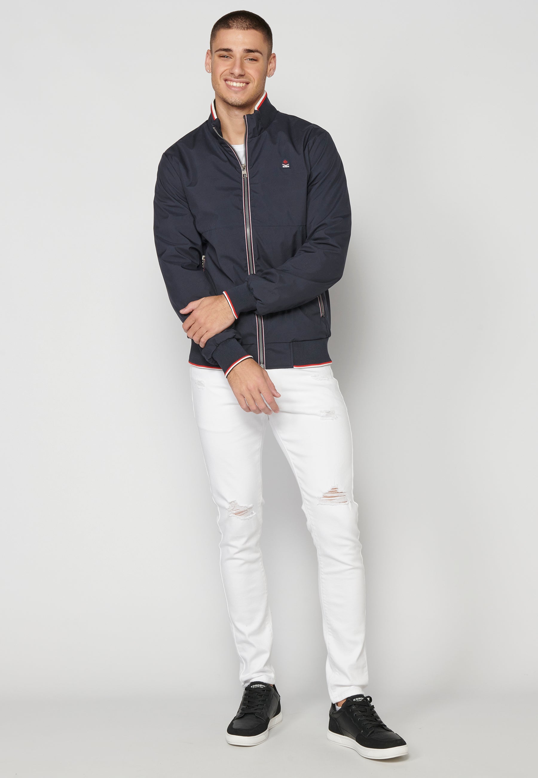 Chaqueta Bomber Hombre Cuello Rib y Cremallera – Koroshi 2311JA16