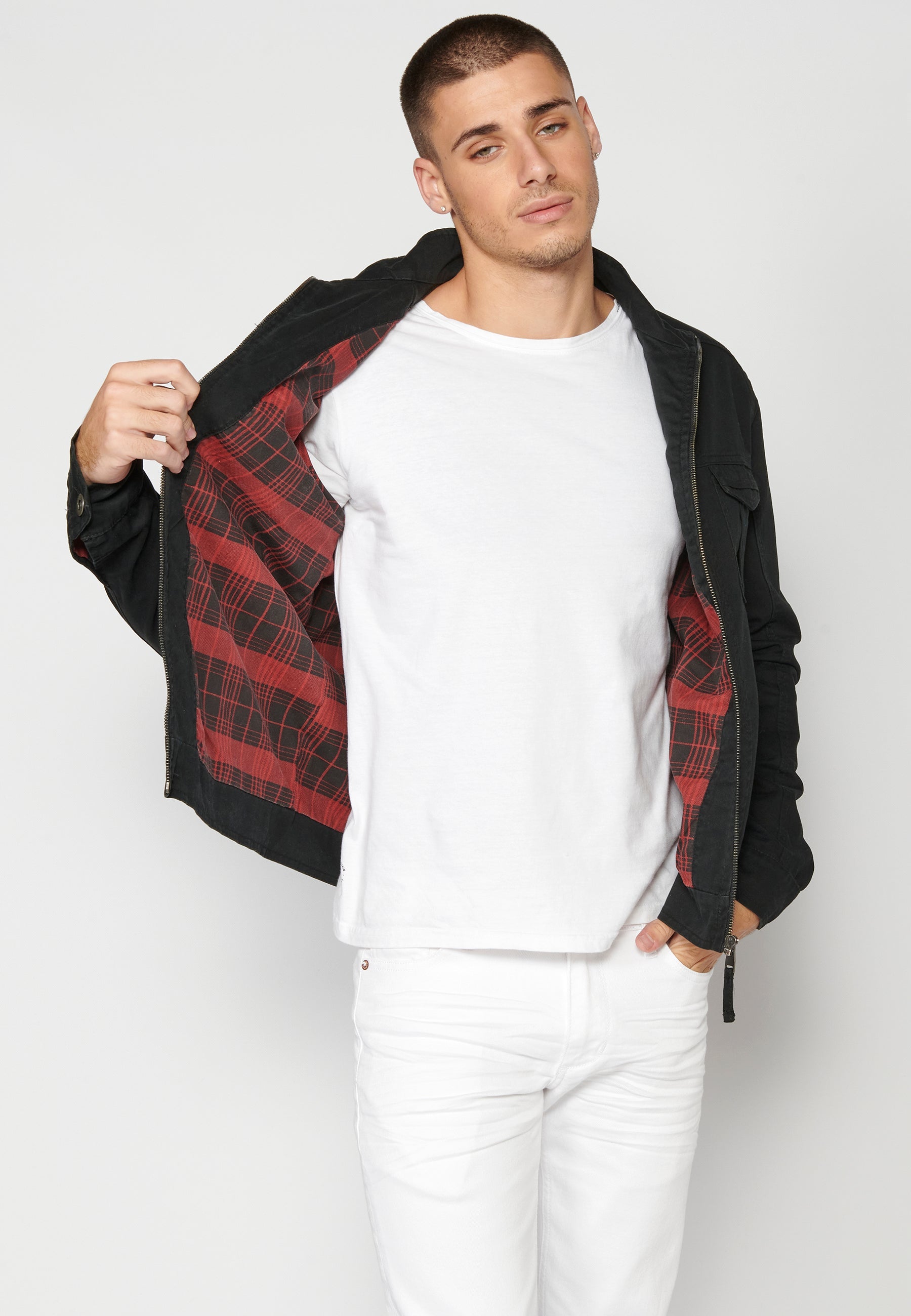 Chaqueta Cazadora Algodón Hombre Cuello Alto – Koroshi 2311JA21