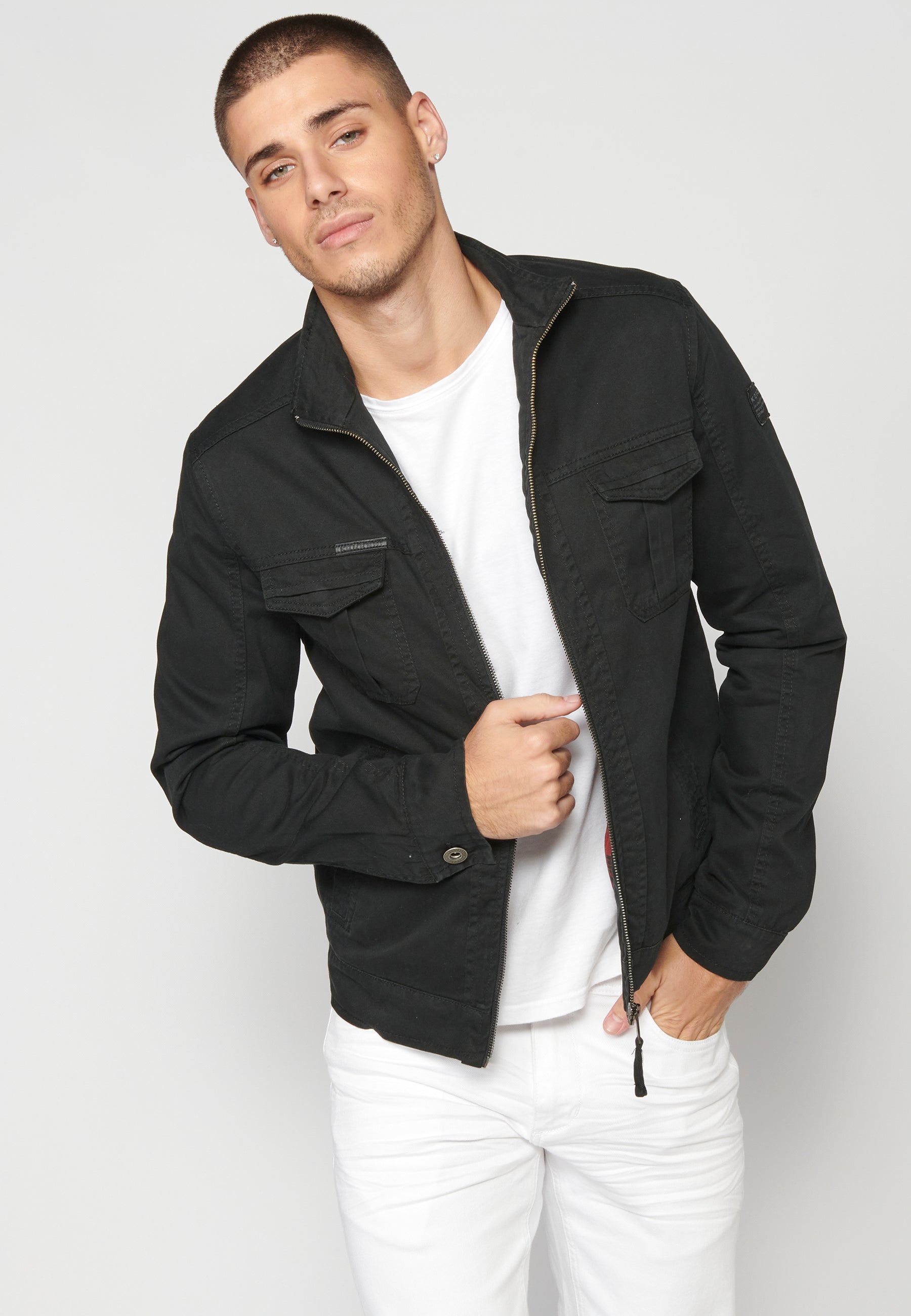 Chaqueta Cazadora Algodón Hombre Cuello Alto – Koroshi 2311JA21