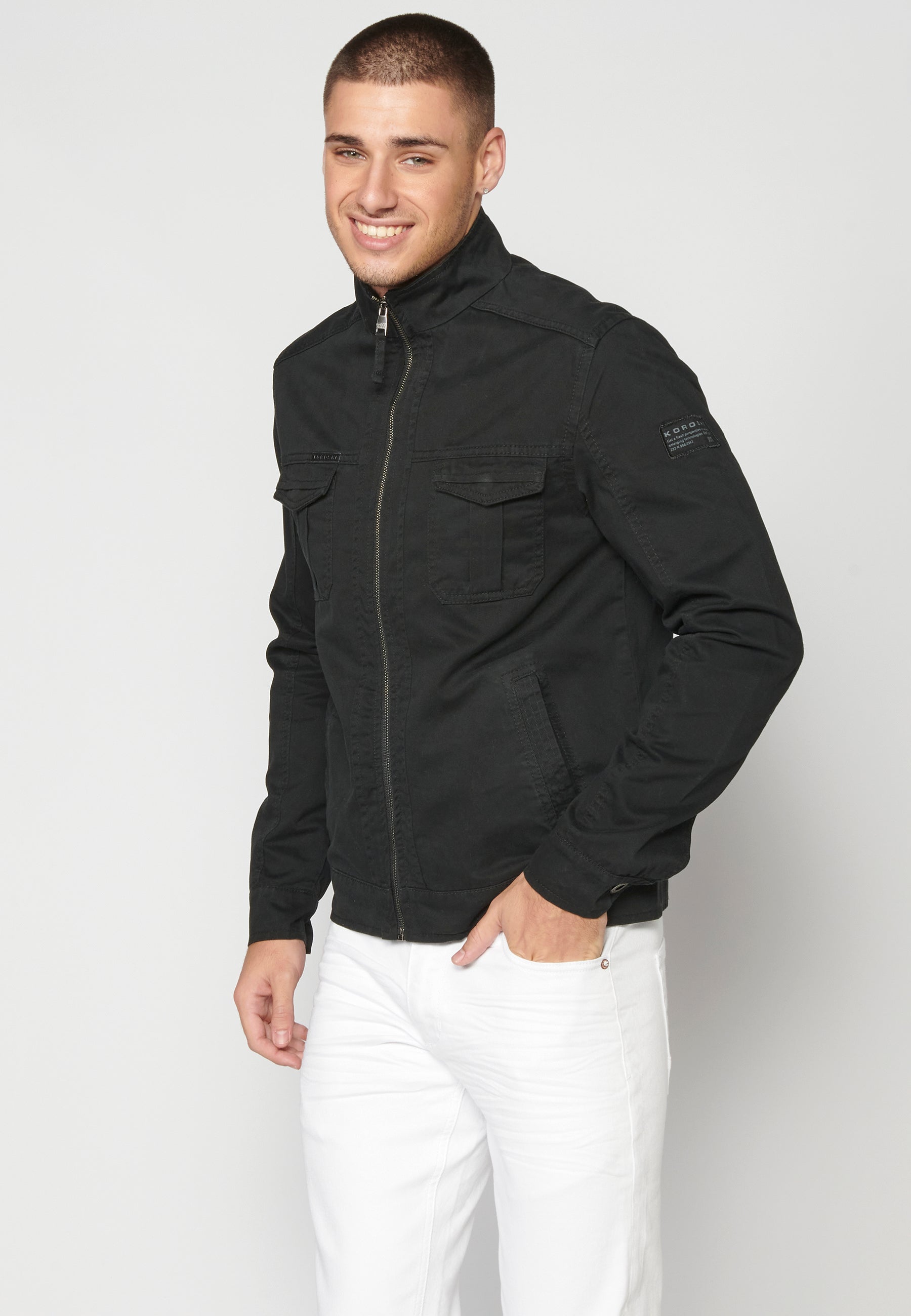 Chaqueta Cazadora Algodón Hombre Cuello Alto – Koroshi 2311JA21