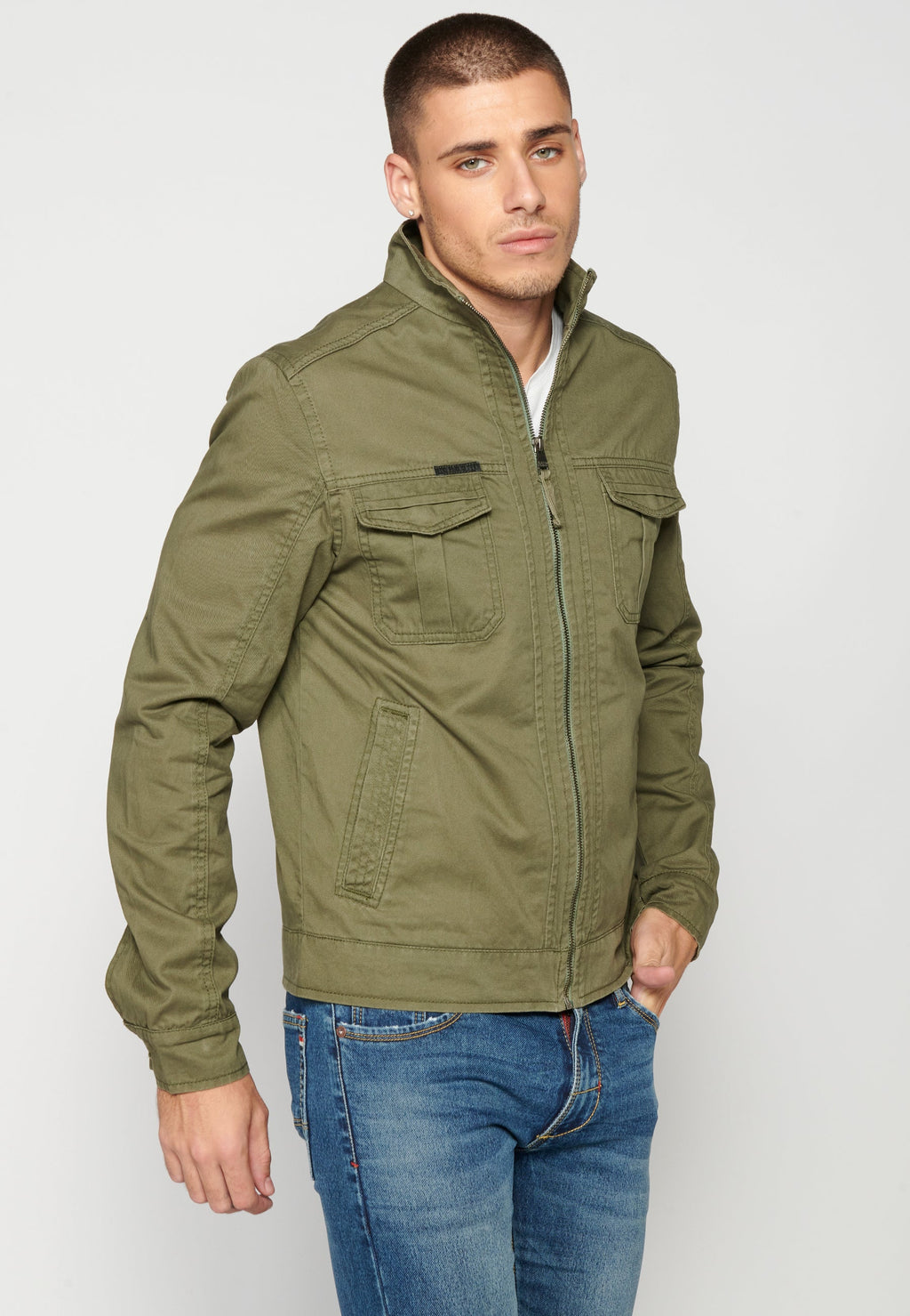 Chaqueta Cazadora Algodón Hombre Cuello Alto – Koroshi 2311JA21