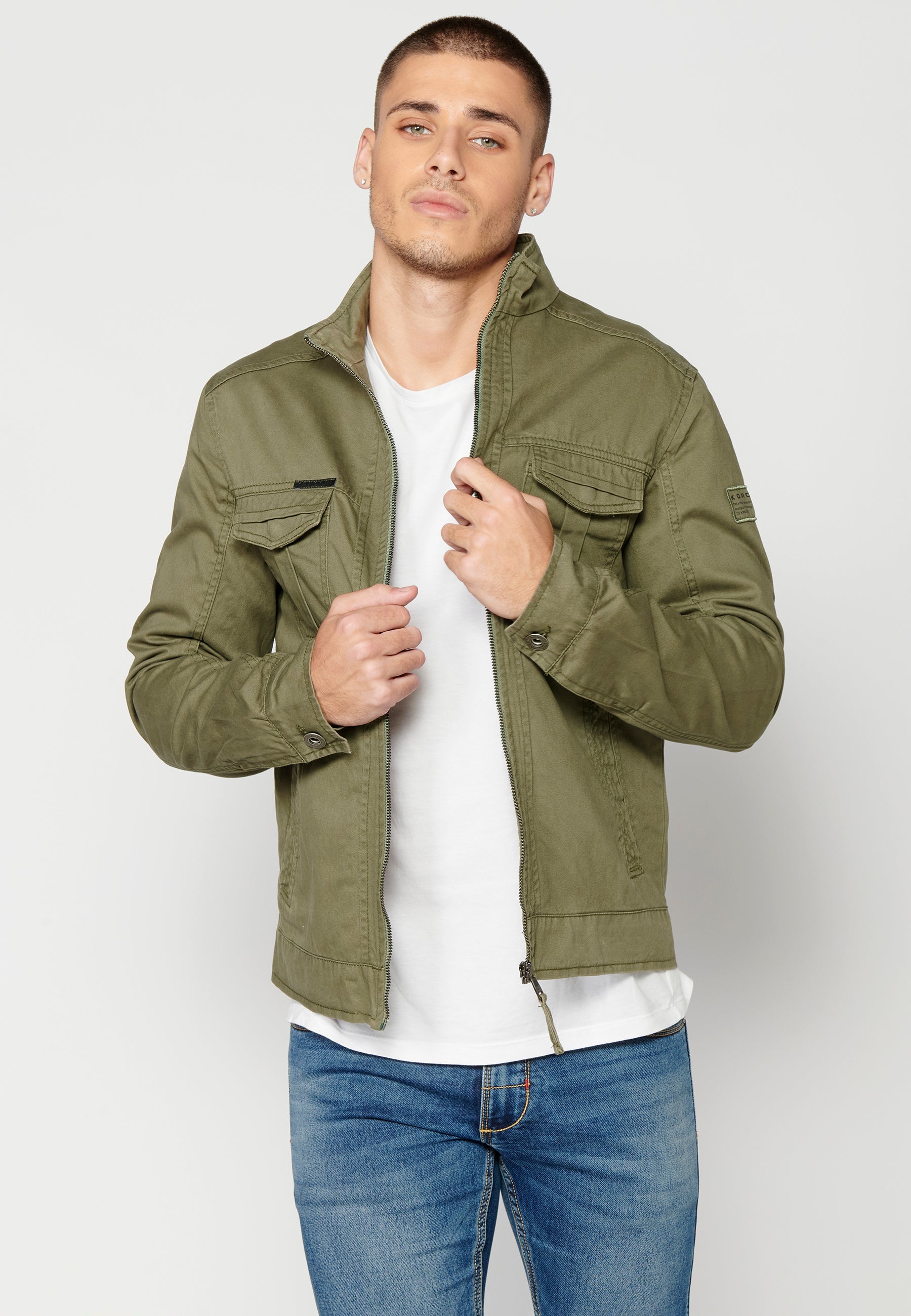 Chaqueta Cazadora Algodón Hombre Cuello Alto – Koroshi 2311JA21