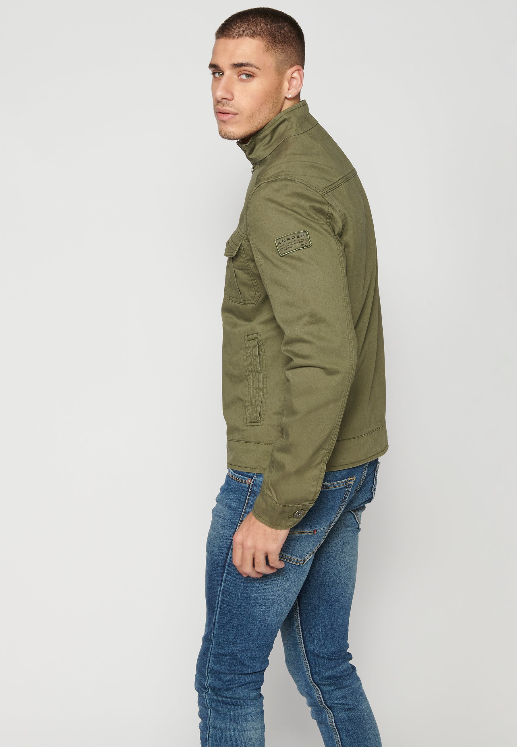 Chaqueta Cazadora Algodón Hombre Cuello Alto – Koroshi 2311JA21
