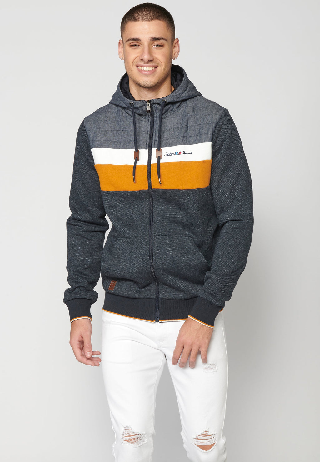 Chaqueta Sudadera Hombre con Capucha y Cremallera – Koroshi Navy