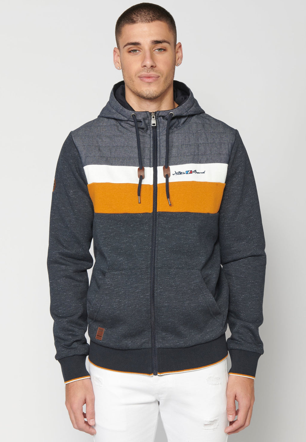 Chaqueta Sudadera Hombre con Capucha y Cremallera – Koroshi Navy