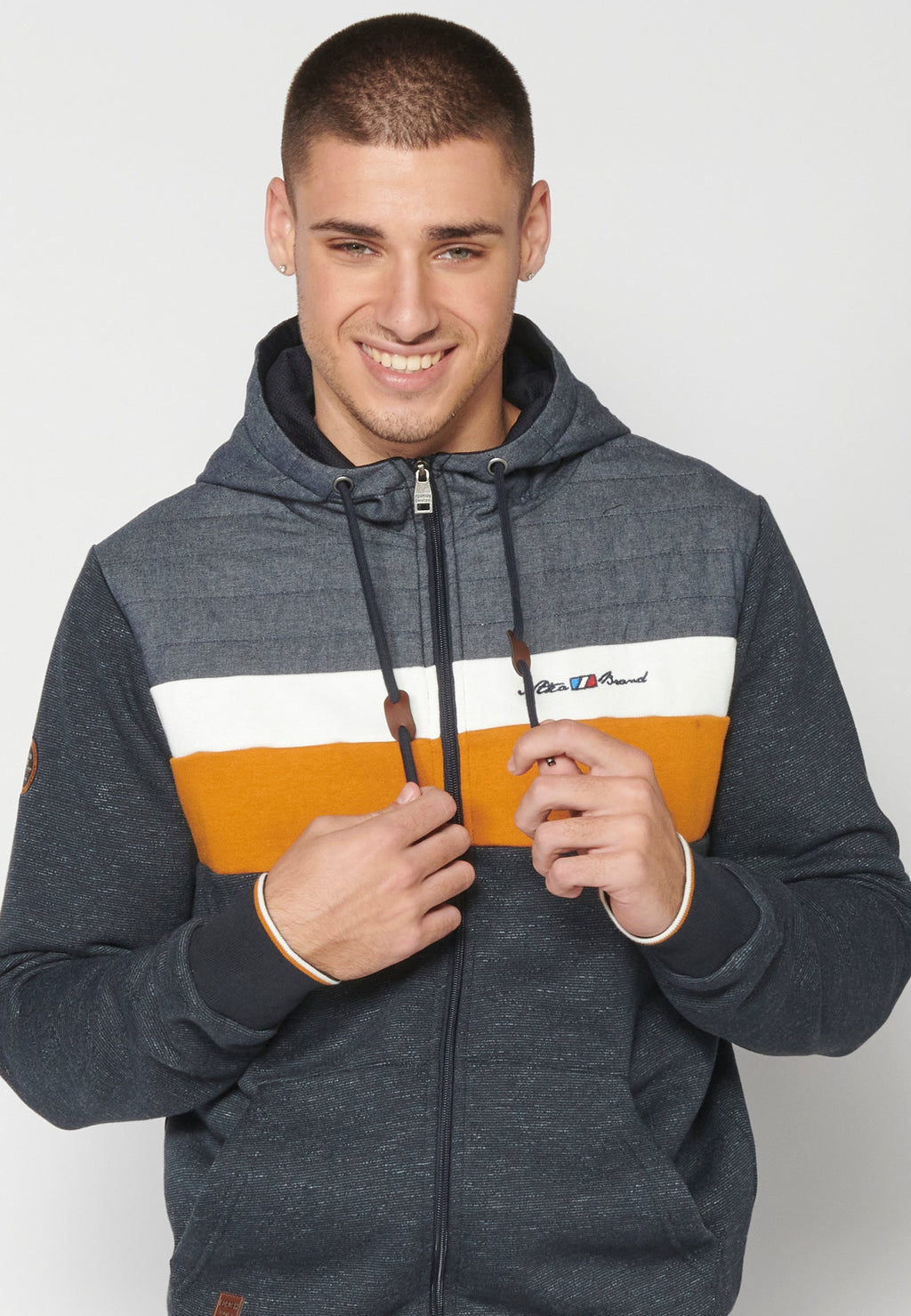 Chaqueta Sudadera Hombre con Capucha y Cremallera – Koroshi Navy