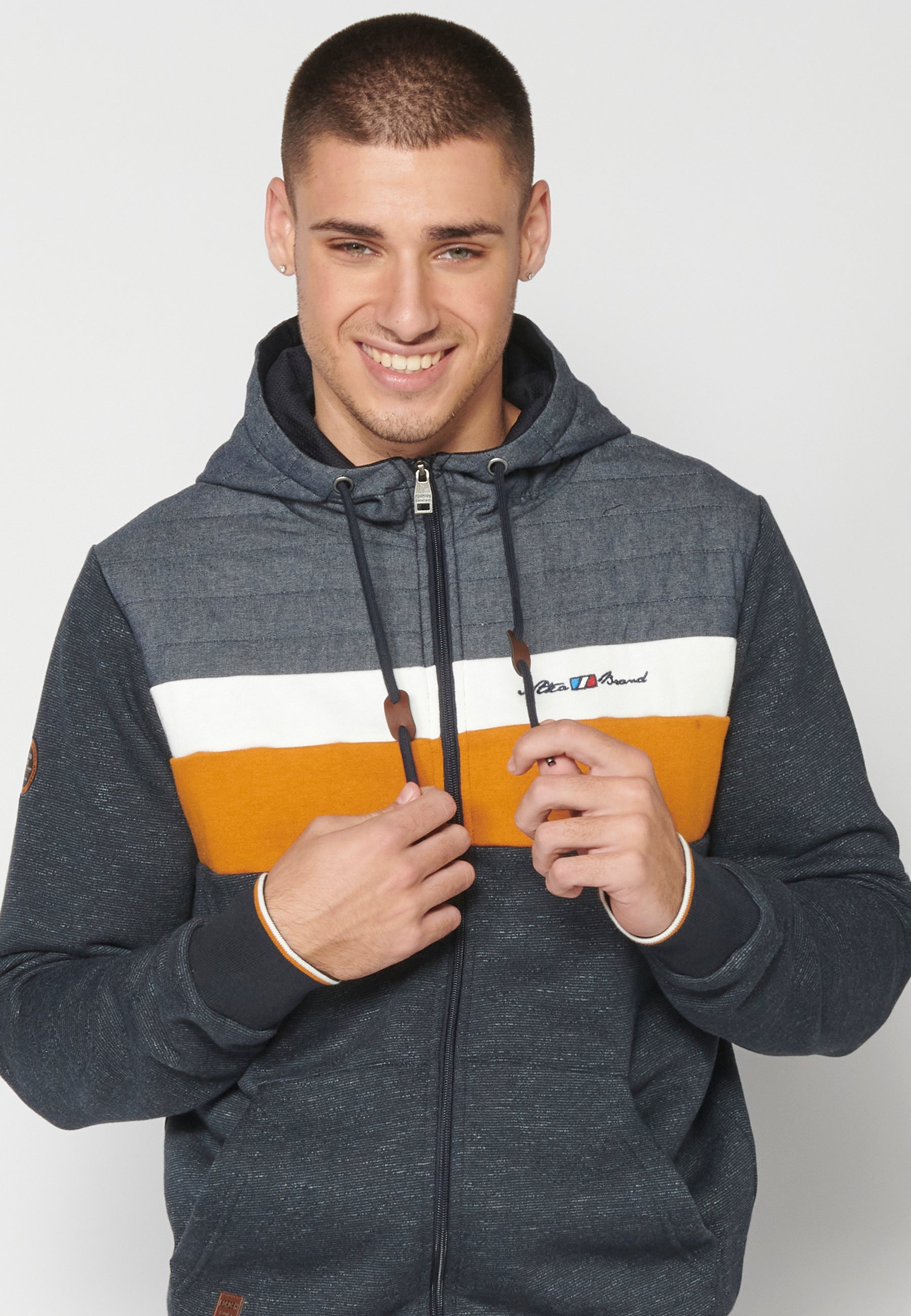 Chaqueta Sudadera Hombre con Capucha y Cremallera – Koroshi Navy