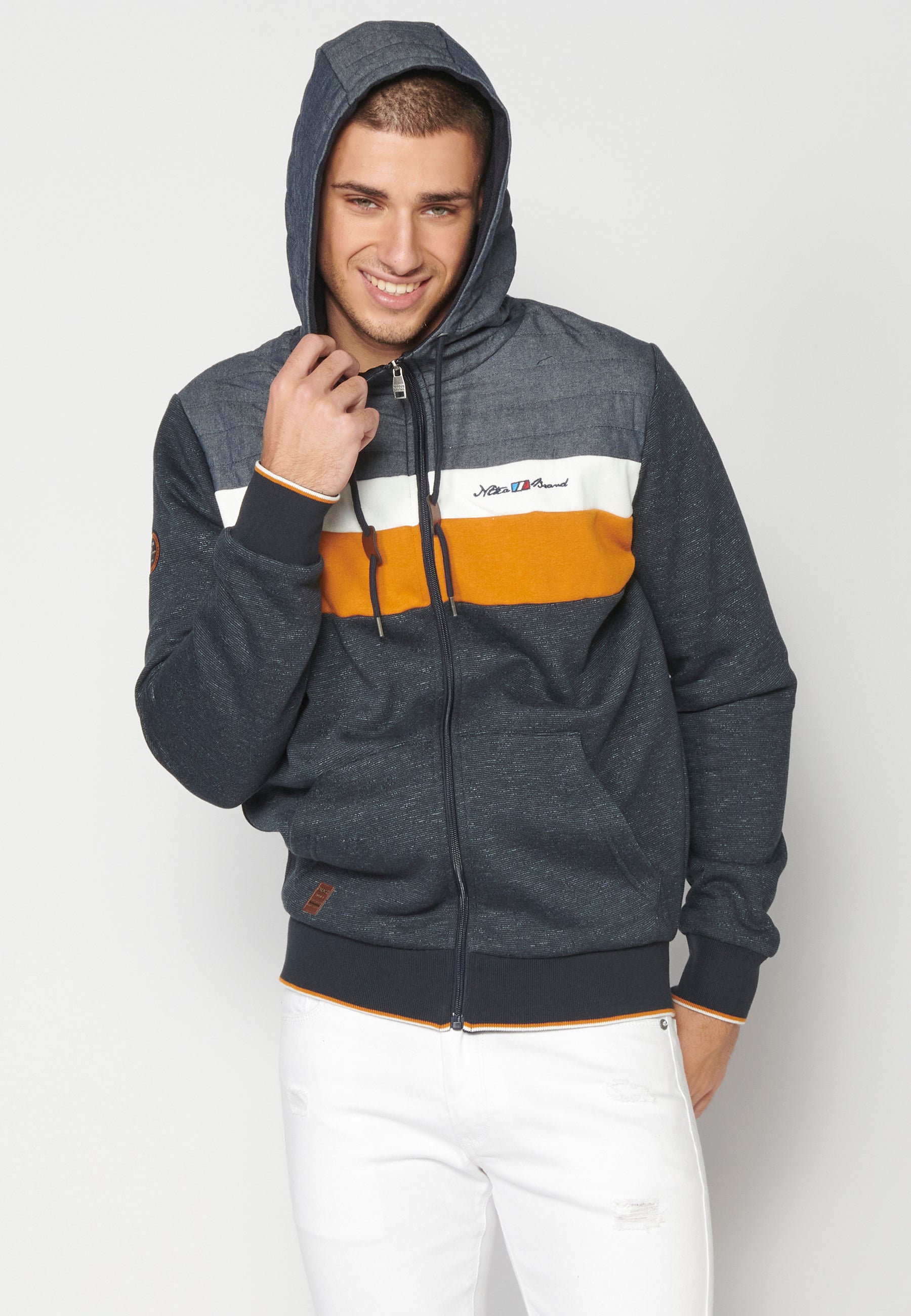 Chaqueta Sudadera Hombre con Capucha y Cremallera – Koroshi Navy