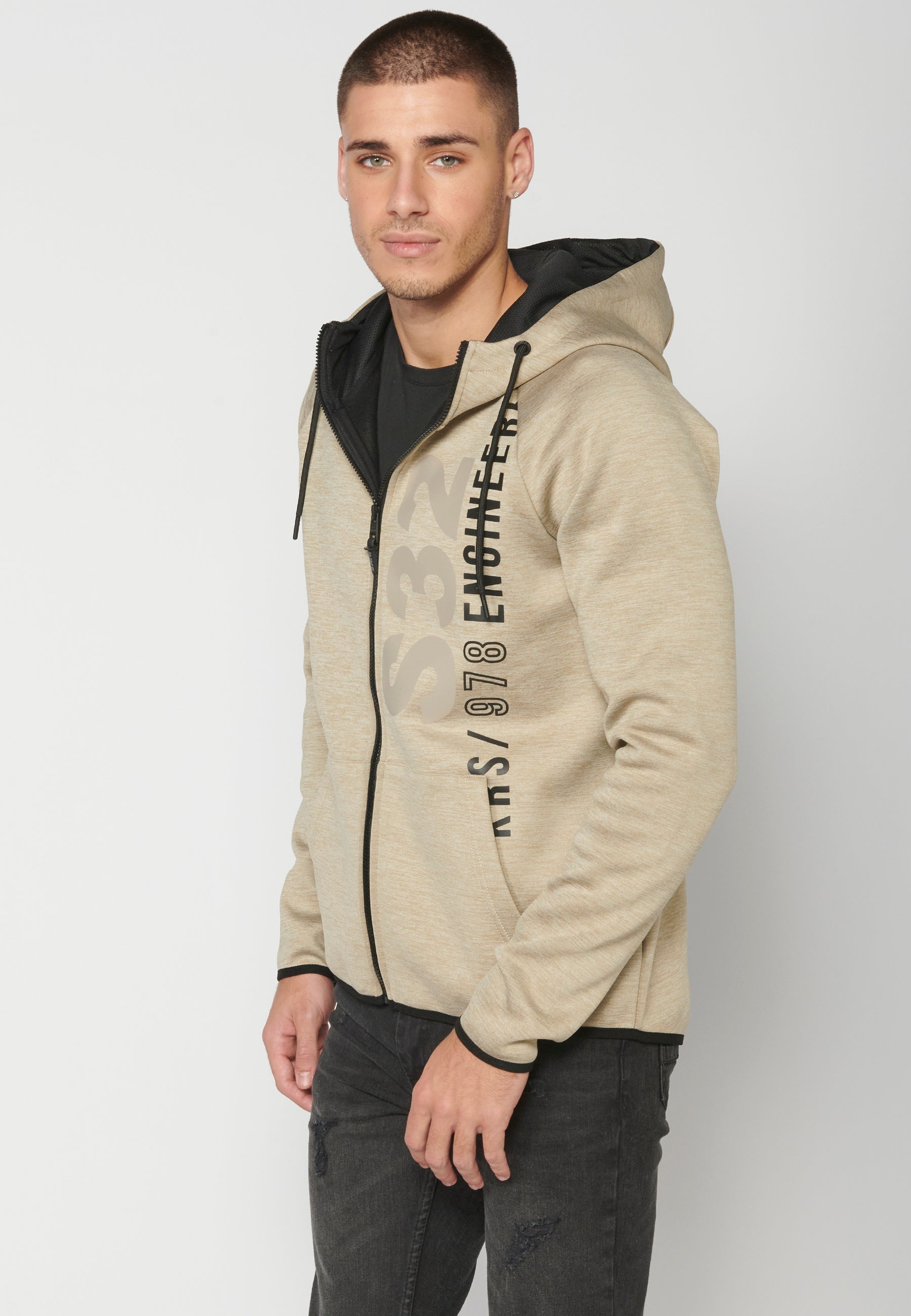 Chaqueta Sudadera Hombre con Capucha y Cremallera – Koroshi Arena