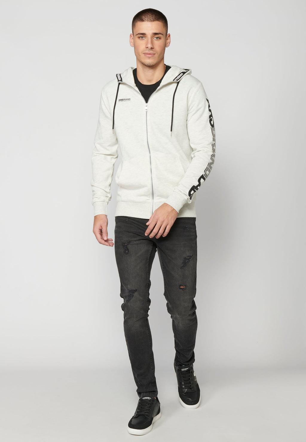 Chaqueta Sudadera Hombre con Capucha y Cremallera – Koroshi 2311JA75