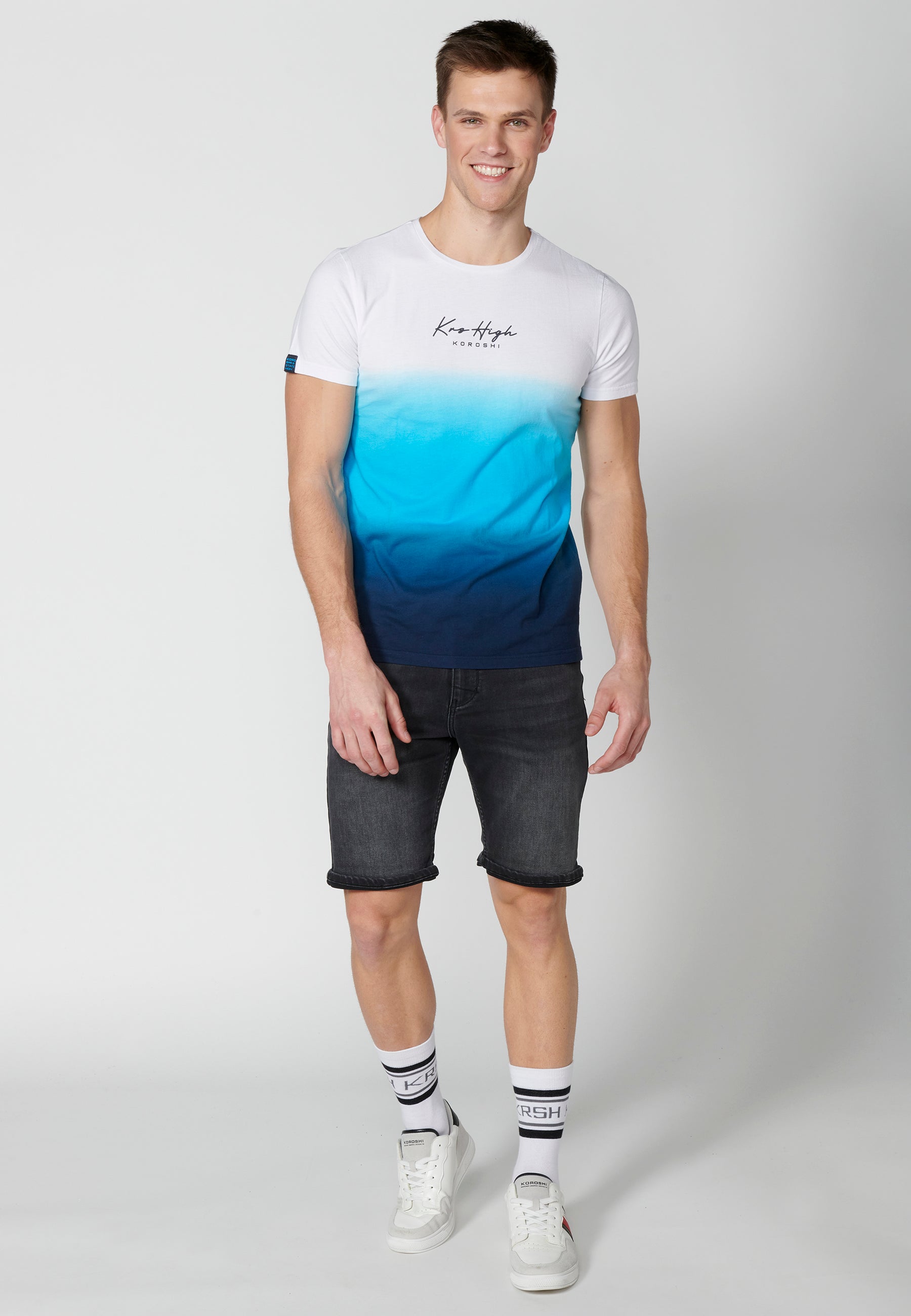 Camiseta Hombre Manga Corta Cuello Redondo Degradado – Koroshi 2311MC01