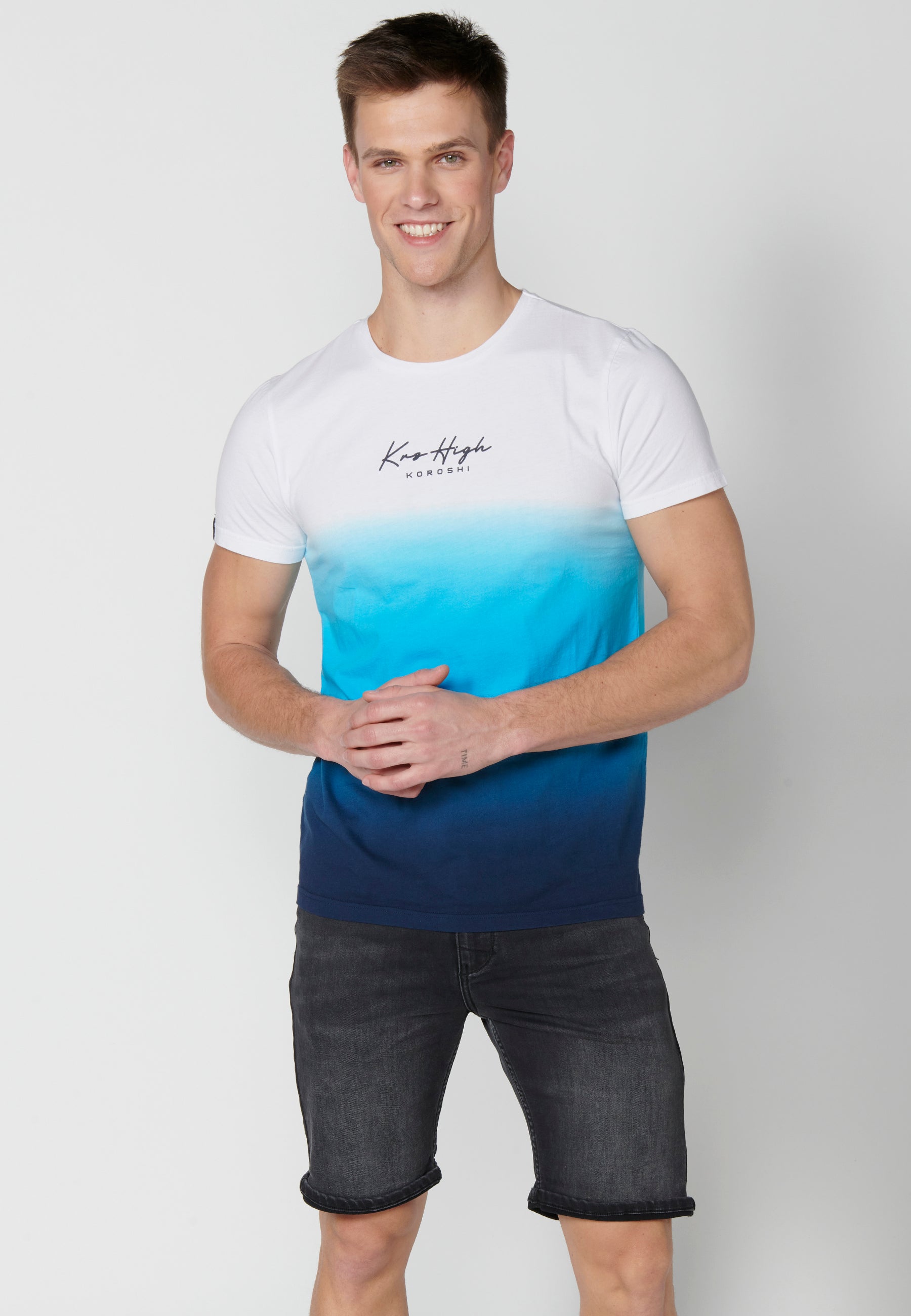 Camiseta Hombre Manga Corta Cuello Redondo Degradado – Koroshi 2311MC01