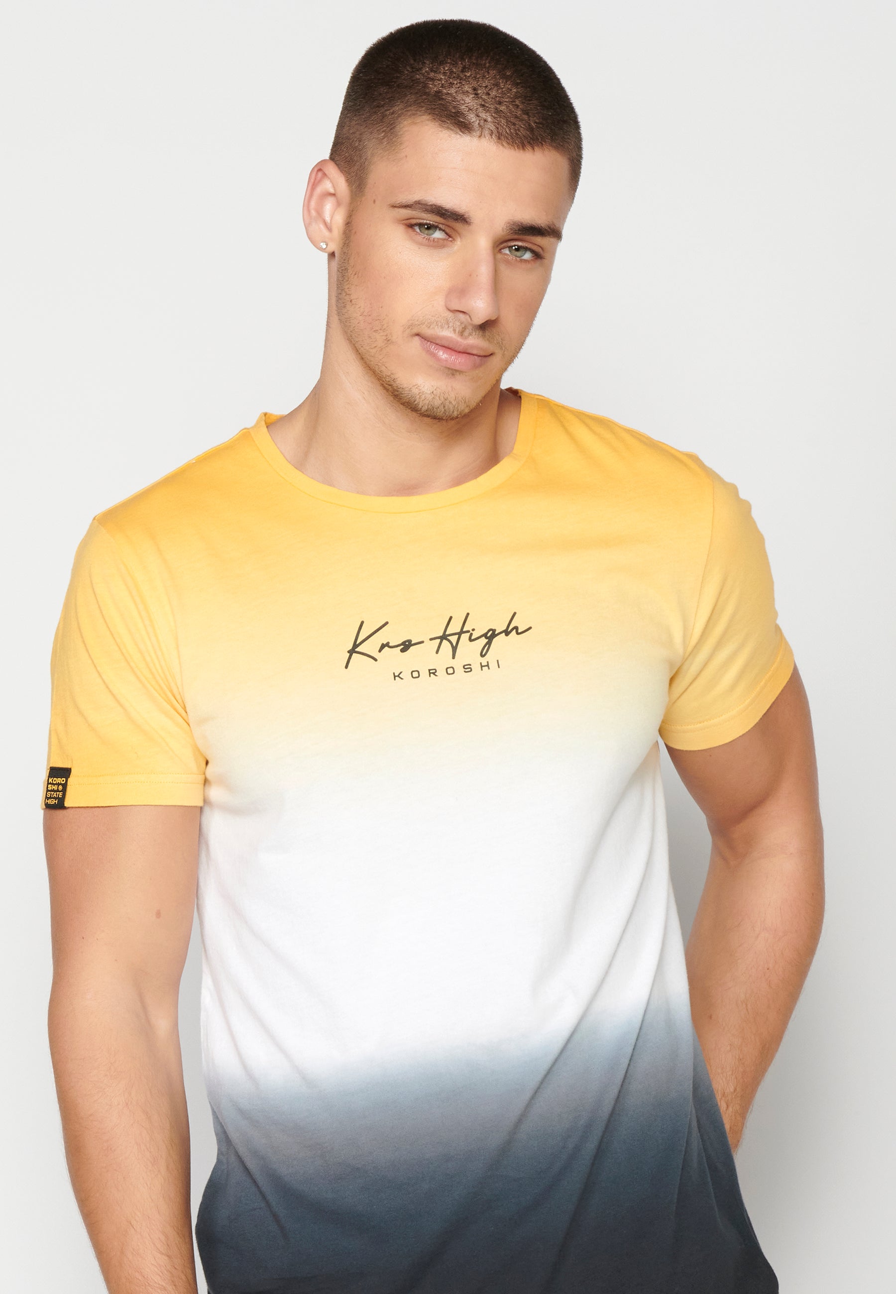 Camiseta Hombre Manga Corta Cuello Redondo Degradado – Koroshi 2311MC01