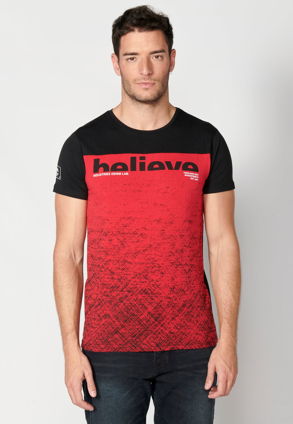 Camiseta Hombre Manga Corta Cuello Redondo con Texto – Koroshi 2311MC08