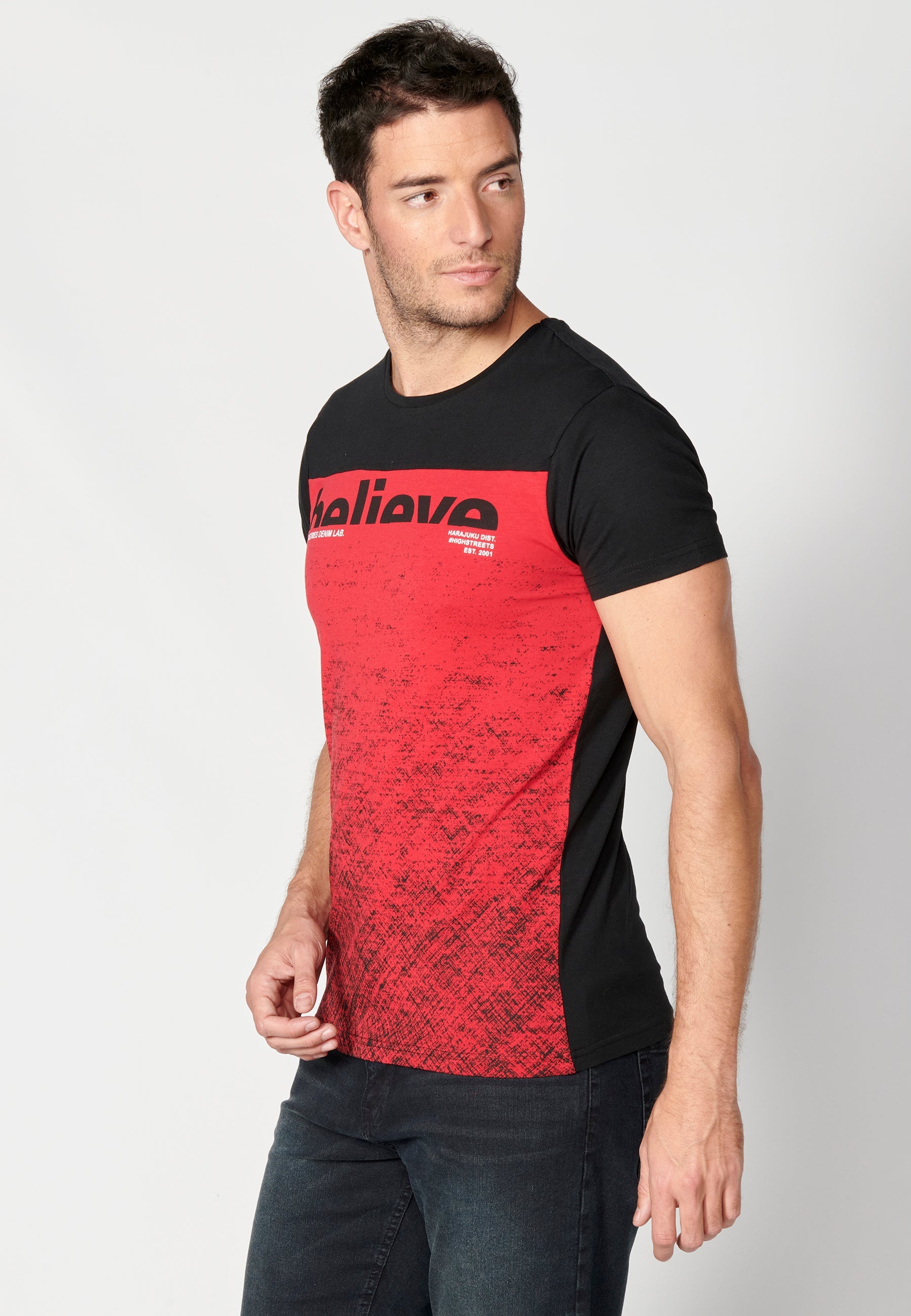 Camiseta Hombre Manga Corta Cuello Redondo con Texto – Koroshi 2311MC08