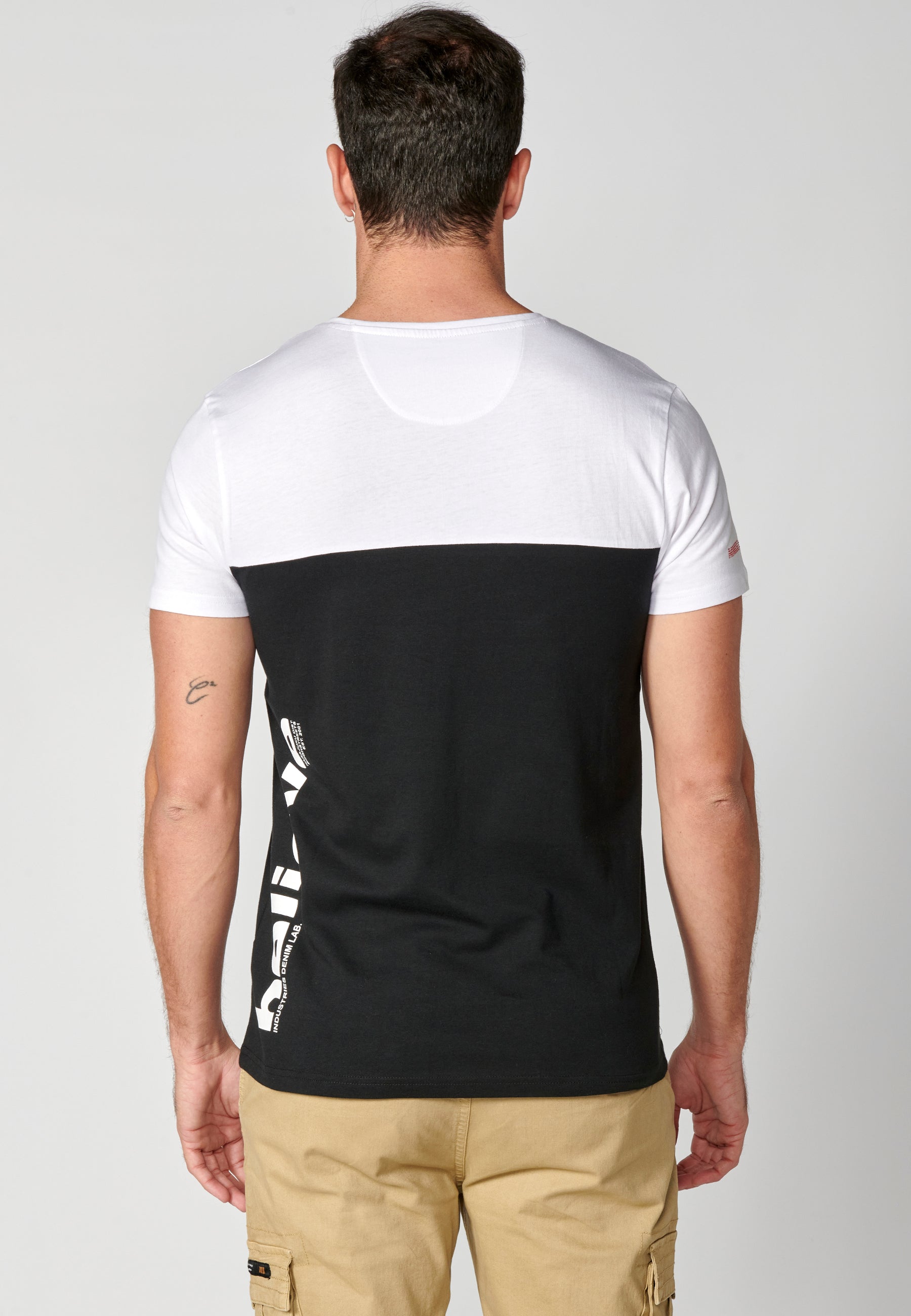 Camiseta Hombre Manga Corta Cuello Redondo Color Block – Koroshi 2311MC20