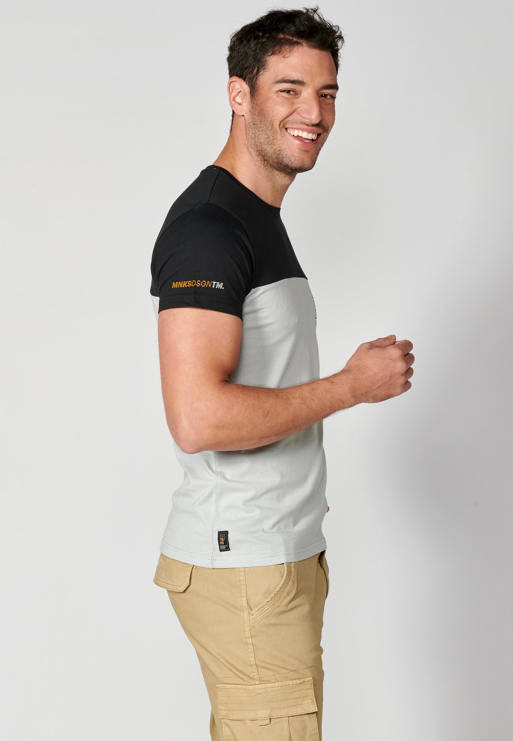 Camiseta Hombre Manga Corta Cuello Redondo Color Block – Koroshi 2311MC20