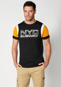 Camiseta Hombre Manga Corta Cuello Redondo Estampada – Koroshi Negro