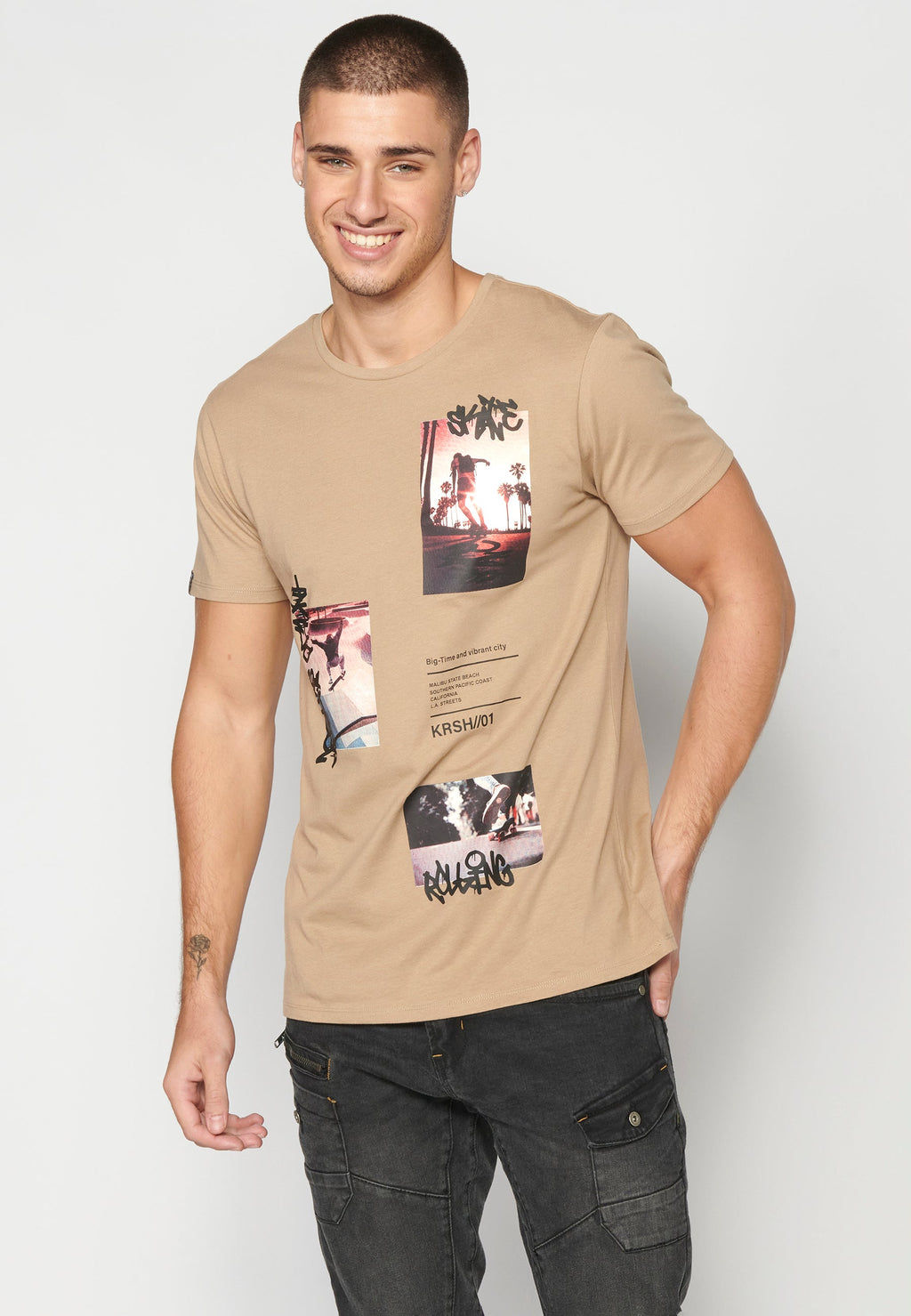 Camiseta Hombre Manga Corta Cuello Redondo Estampados – Koroshi 2311MC28