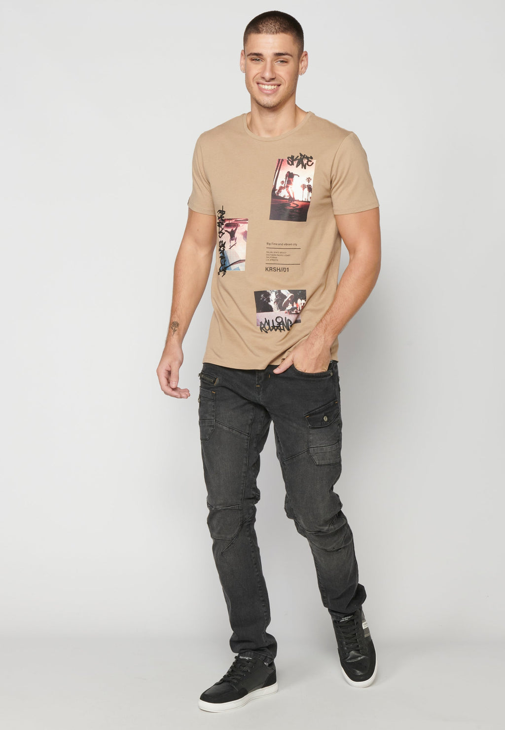 Camiseta Hombre Manga Corta Cuello Redondo Estampados – Koroshi 2311MC28
