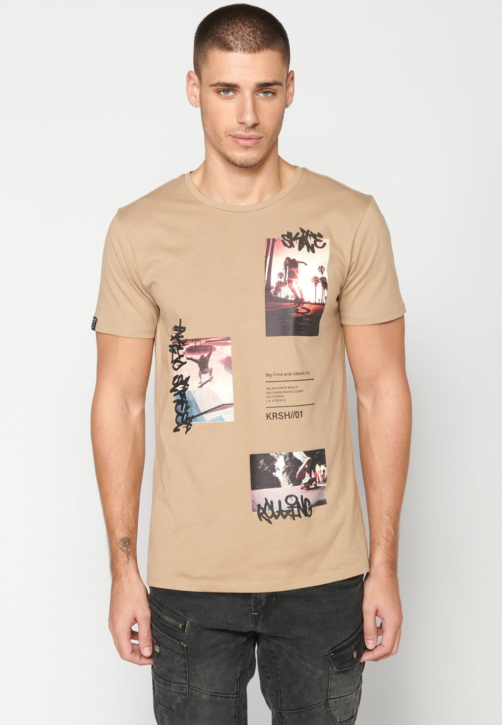 Camiseta Hombre Manga Corta Cuello Redondo Estampados – Koroshi 2311MC28