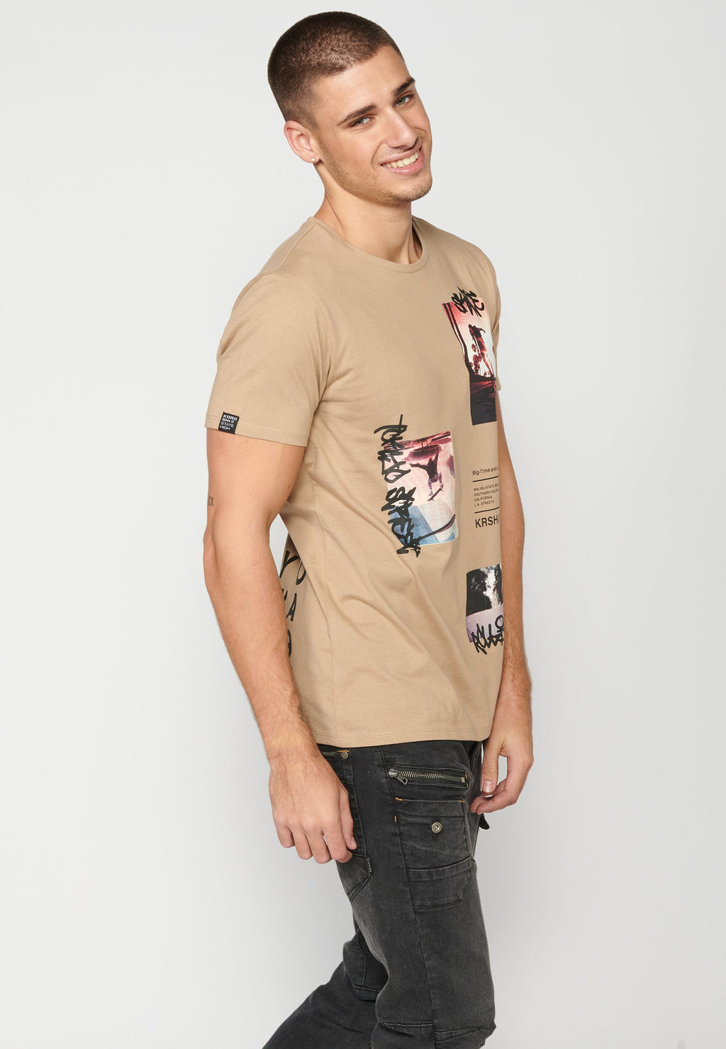 Camiseta Hombre Manga Corta Cuello Redondo Estampados – Koroshi 2311MC28
