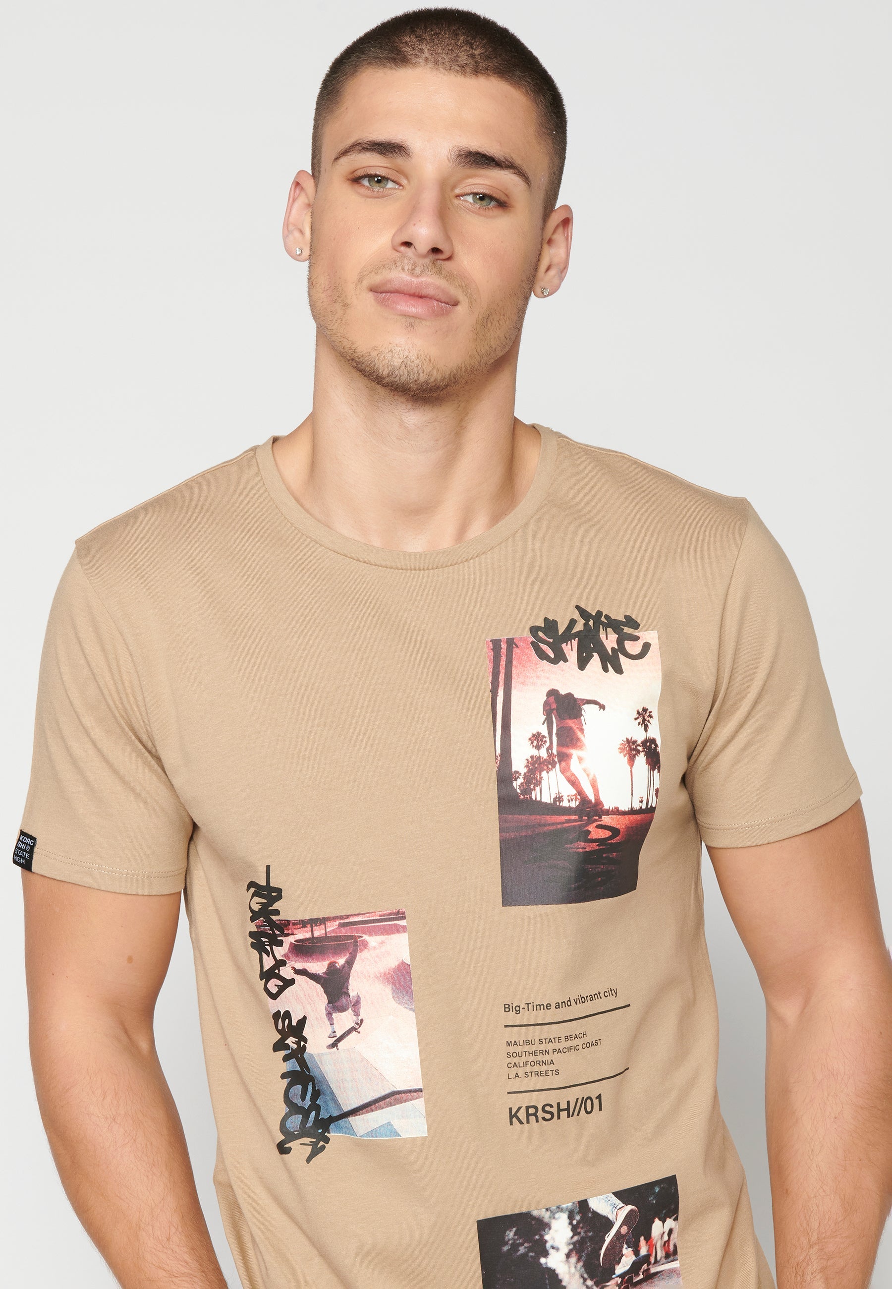 Camiseta Hombre Manga Corta Cuello Redondo Estampados – Koroshi 2311MC28