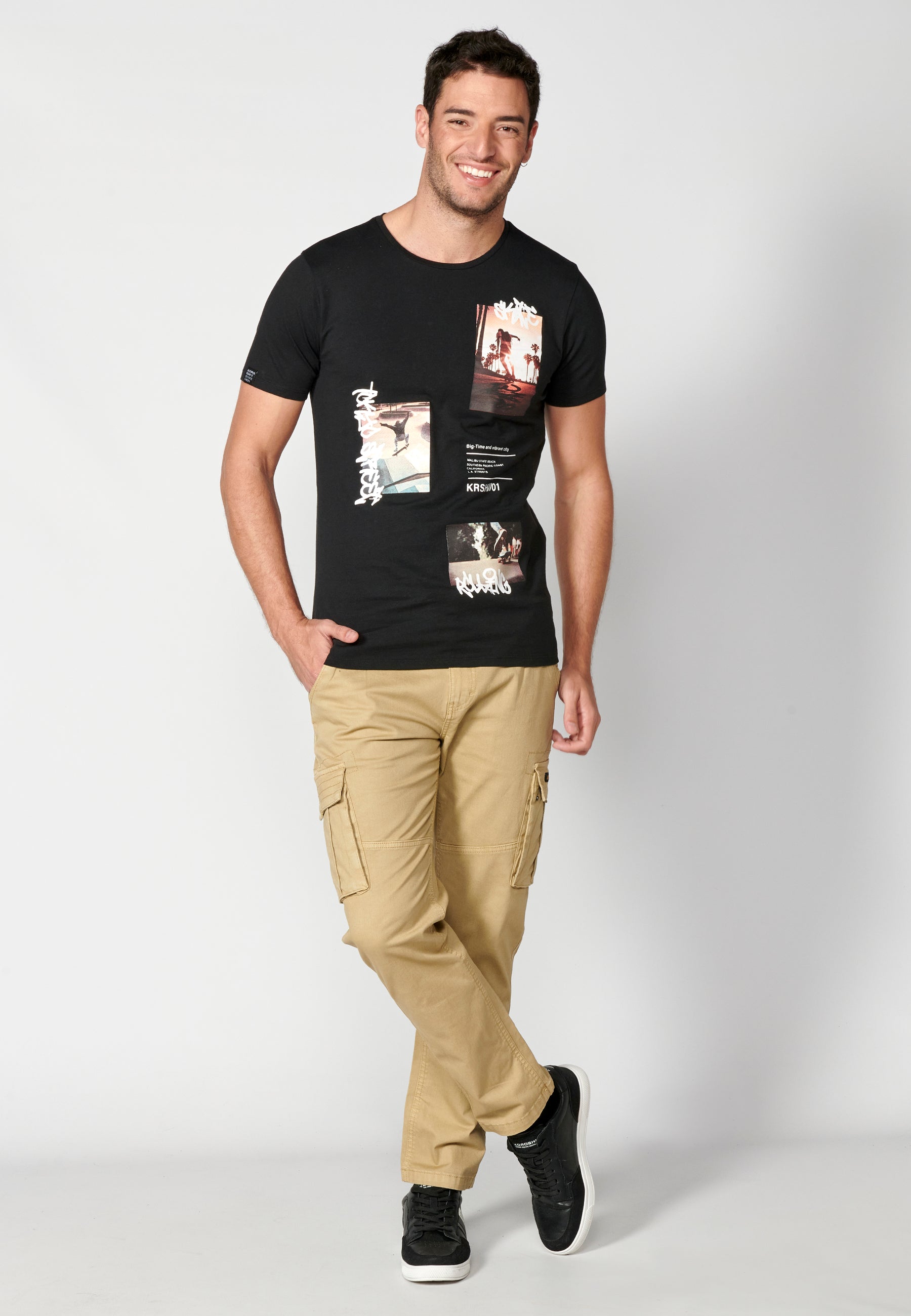 Camiseta Hombre Manga Corta Cuello Redondo Estampados – Koroshi 2311MC28