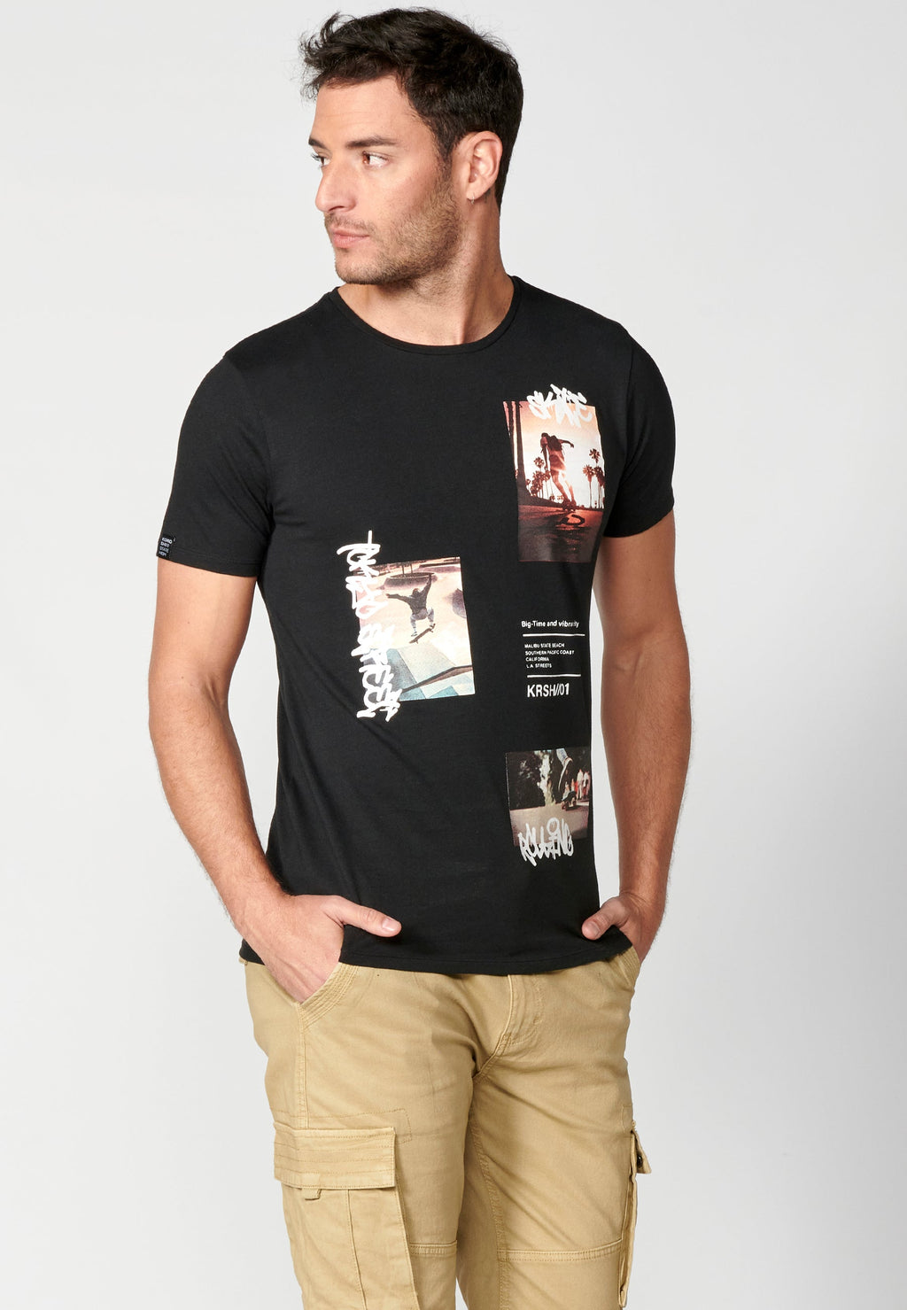 Camiseta Hombre Manga Corta Cuello Redondo Estampados – Koroshi 2311MC28
