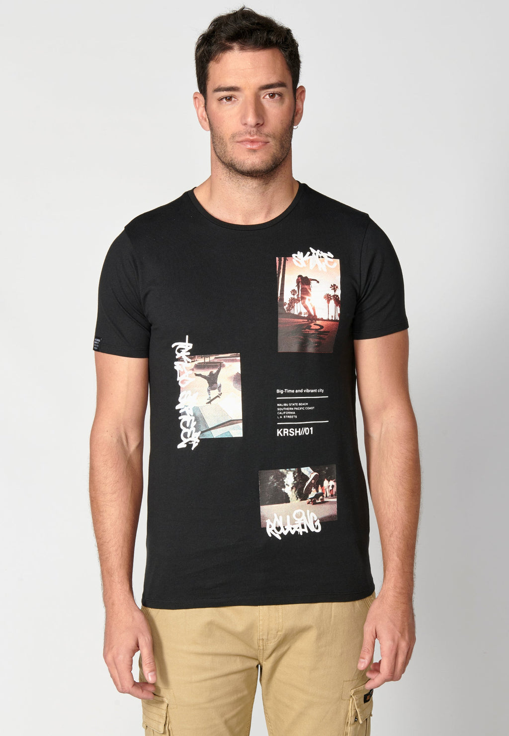Camiseta Hombre Manga Corta Cuello Redondo Estampados – Koroshi 2311MC28