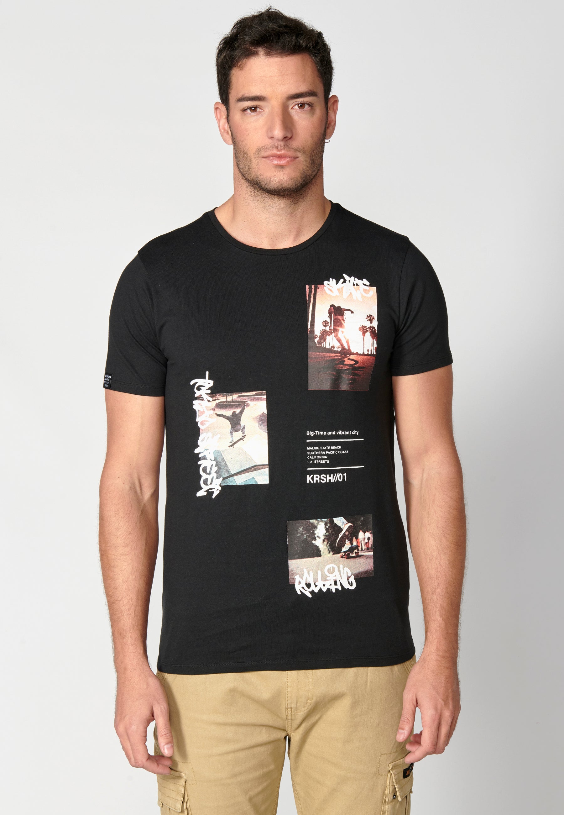 Camiseta Hombre Manga Corta Cuello Redondo Estampados – Koroshi 2311MC28